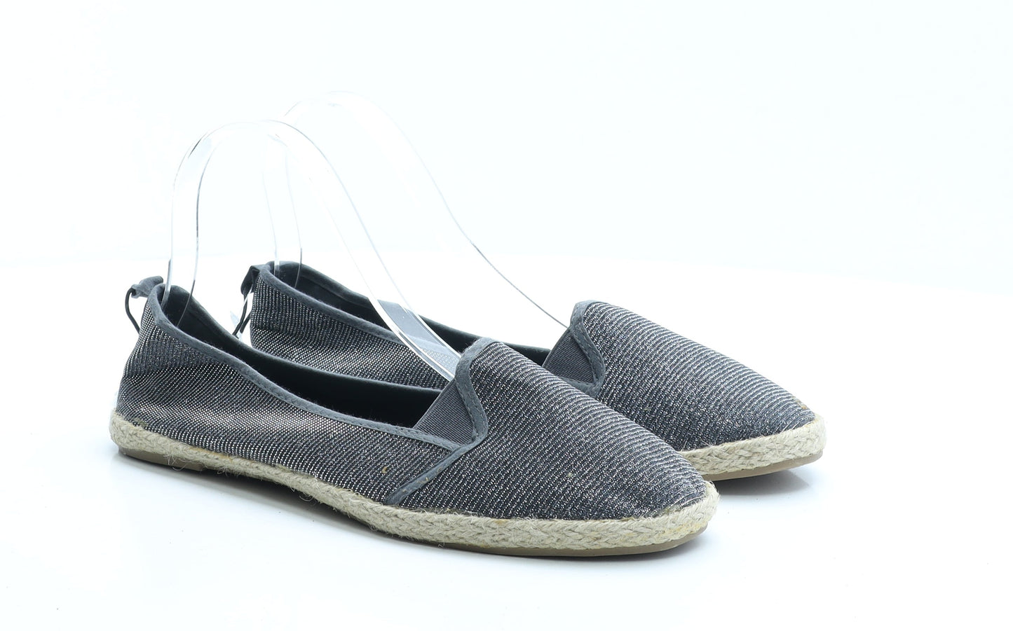 Primark Womens Silver Polyester Loafer Flat UK 6 EUR 39