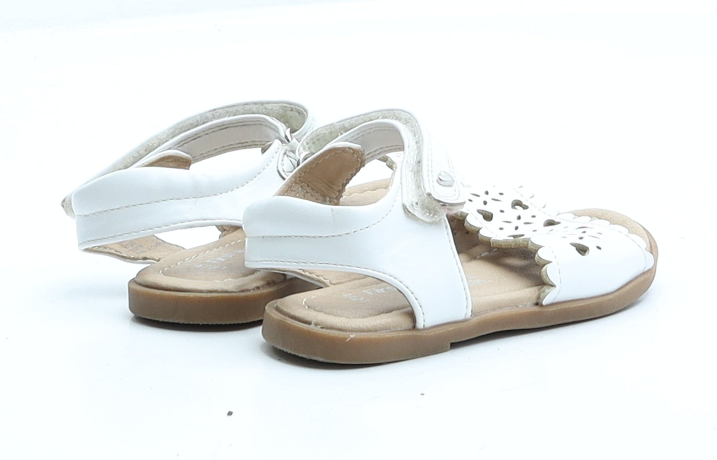 George Girls White Faux Leather Flat Sandal UK 4 EUR 21