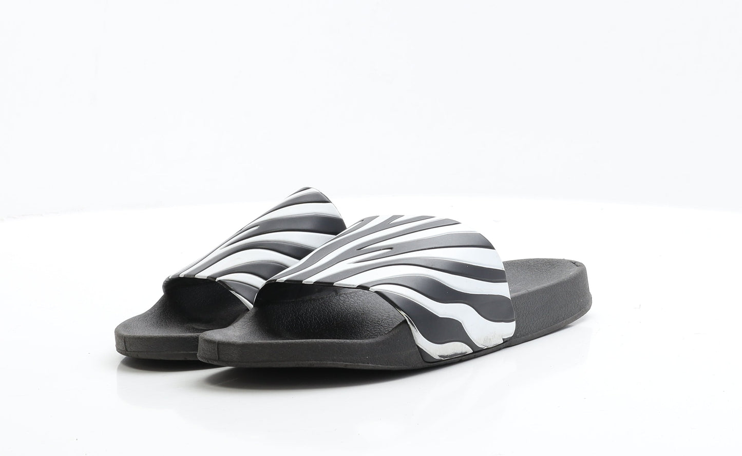 Primark Womens Black Animal Print Rubber Slider Sandal UK 5 EUR 38