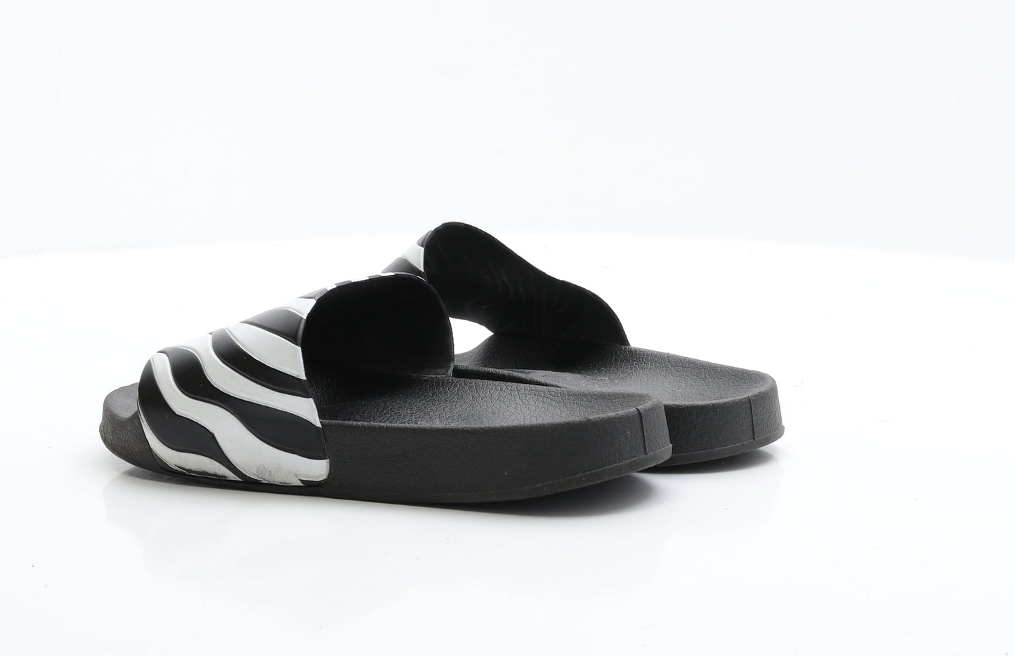 Primark Womens Black Animal Print Rubber Slider Sandal UK 5 EUR 38