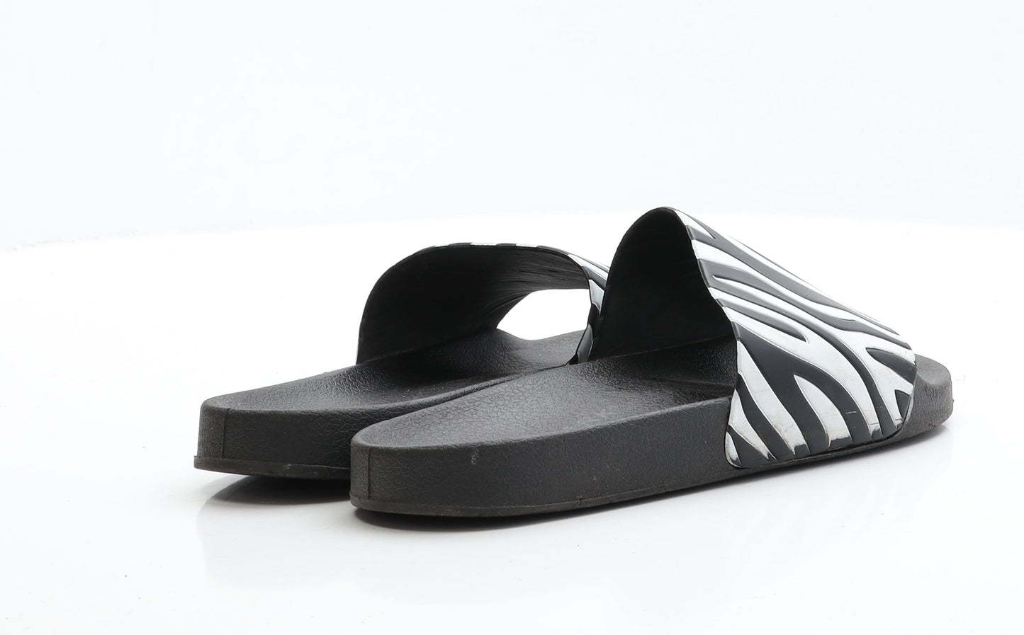 Primark Womens Black Animal Print Rubber Slider Sandal UK 5 EUR 38