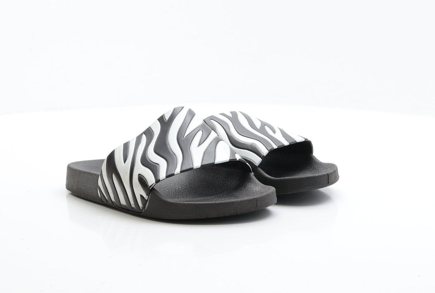 Primark Womens Black Animal Print Rubber Slider Sandal UK 5 EUR 38