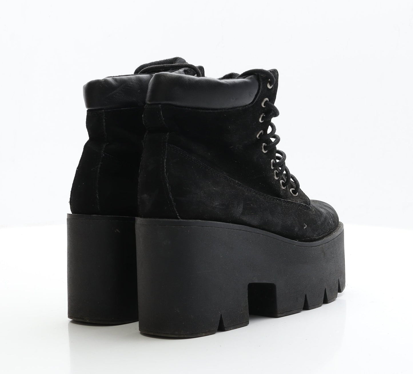 Preworn Womens Black Faux Suede Bootie Boot UK 4 EUR 37