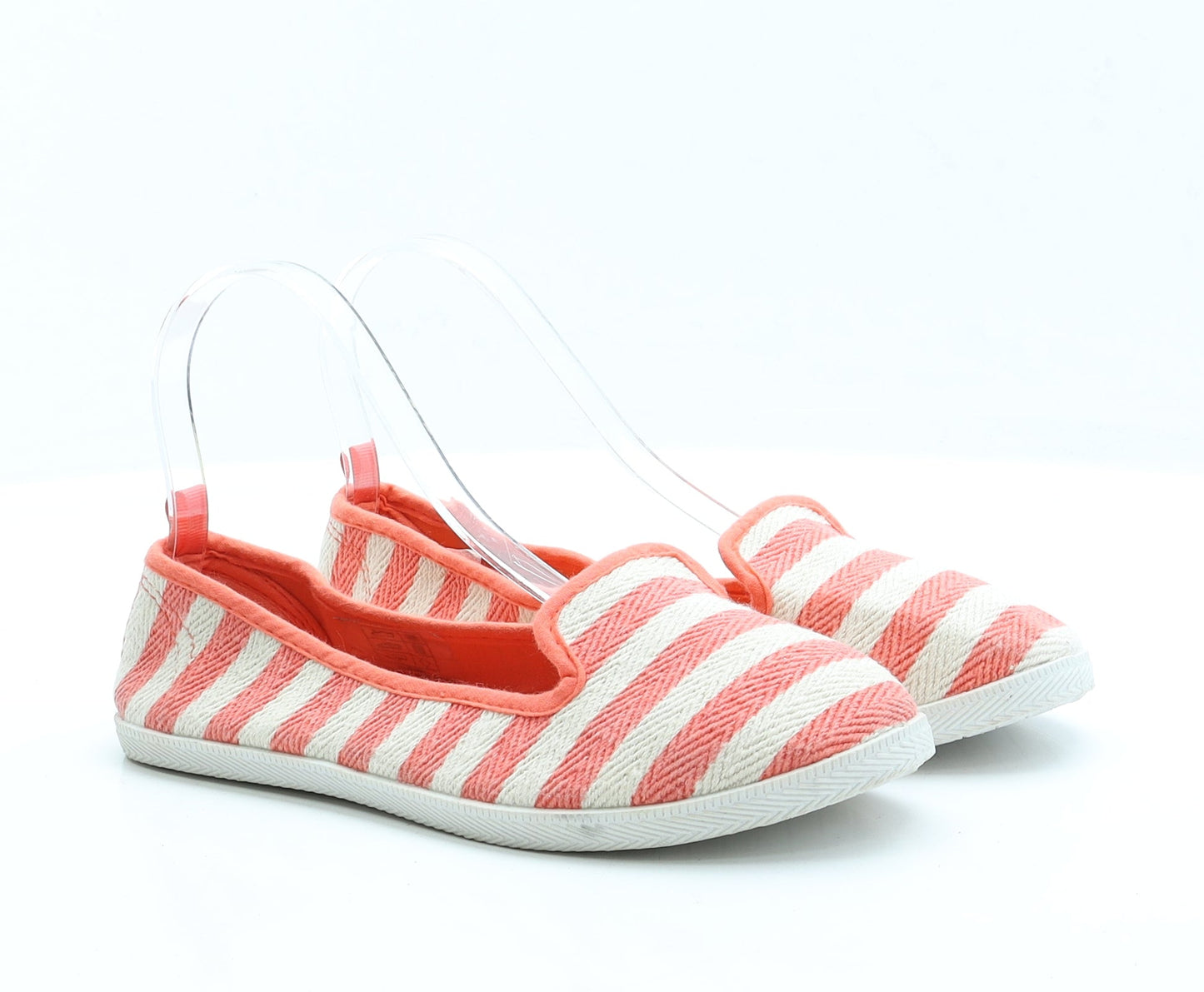 Atmosphere Womens Orange Striped Fabric Flat UK 5 EUR 38
