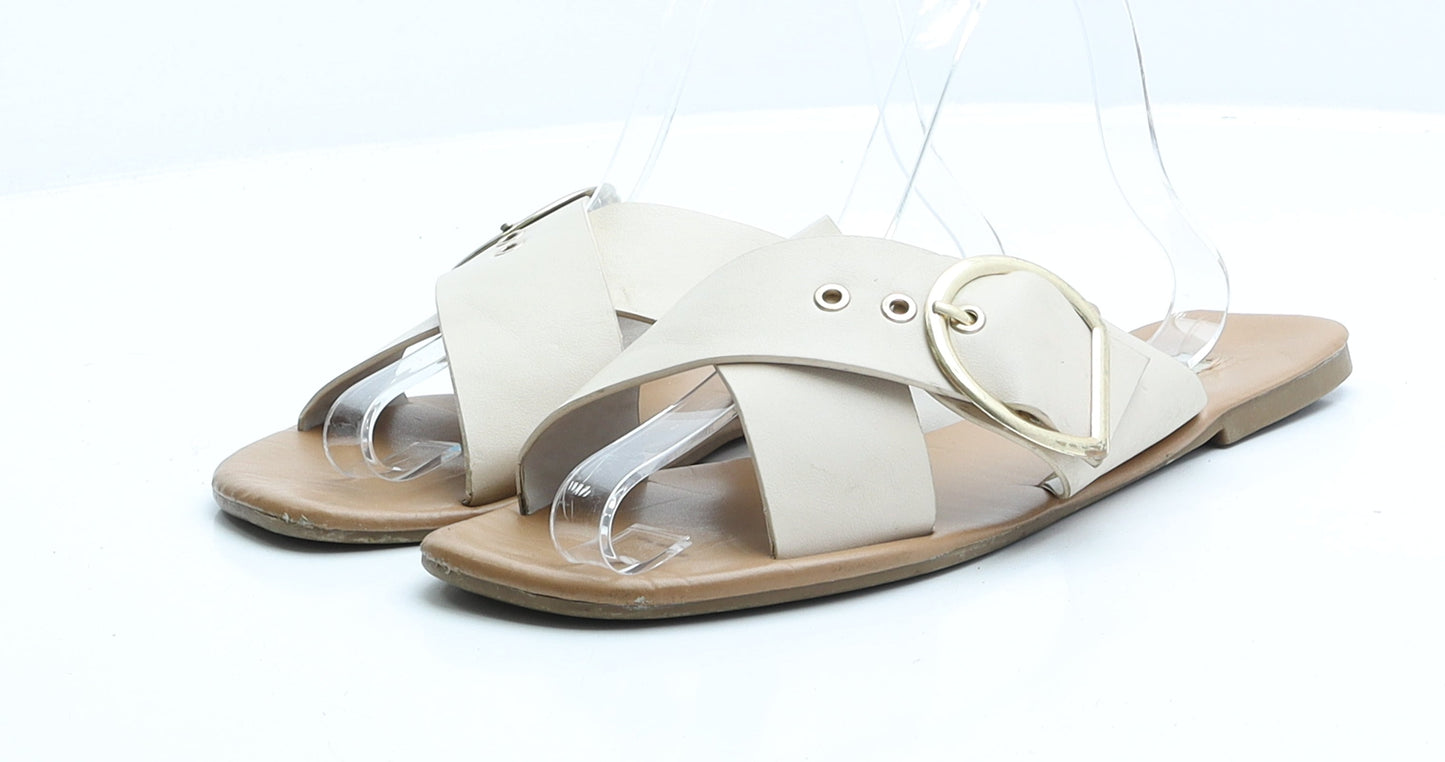 Primark Womens Pink Faux Leather Flat Sandal UK 7 EUR 40