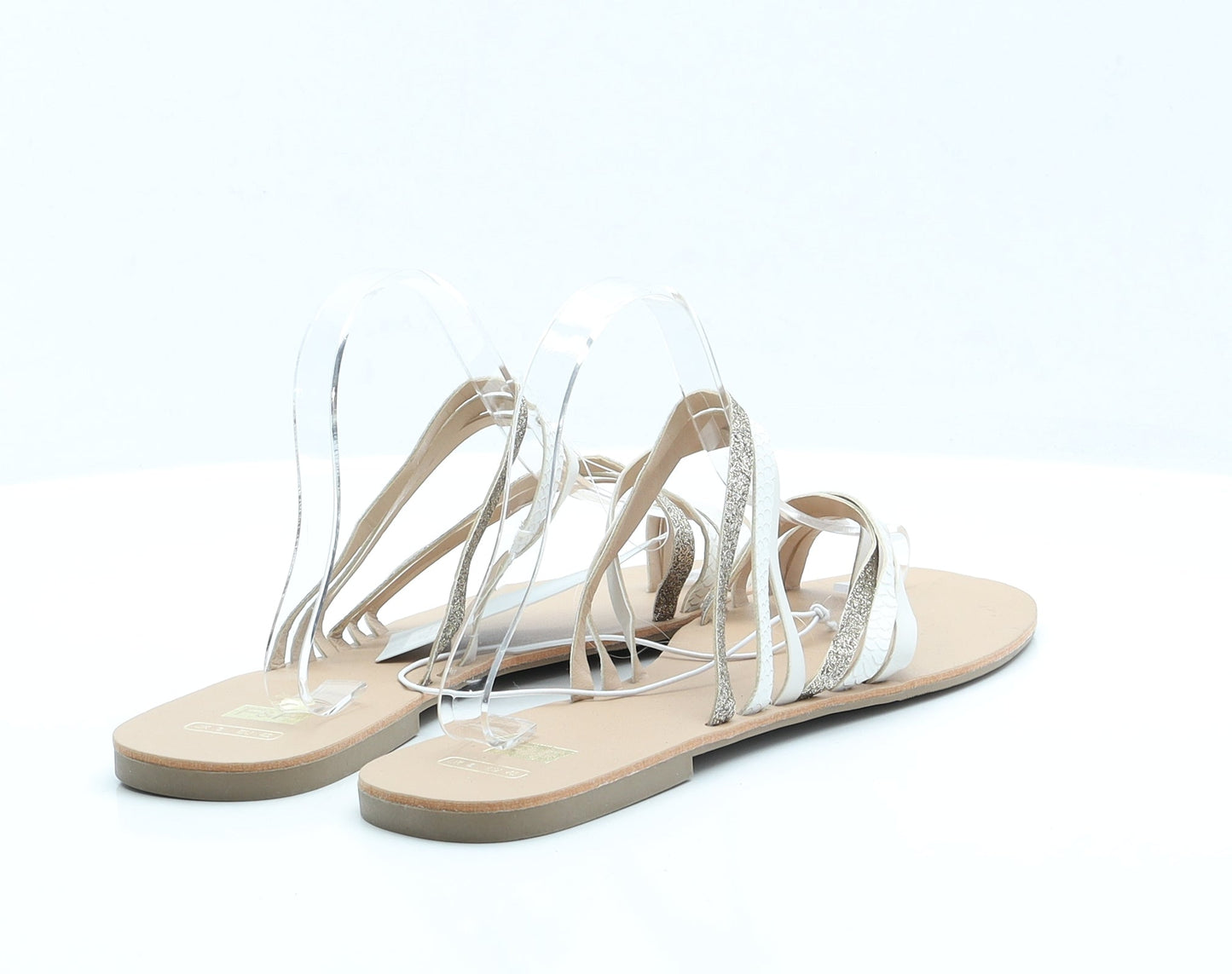 F&F Womens Beige Polyester Slip On Sandal UK 8 EUR 42