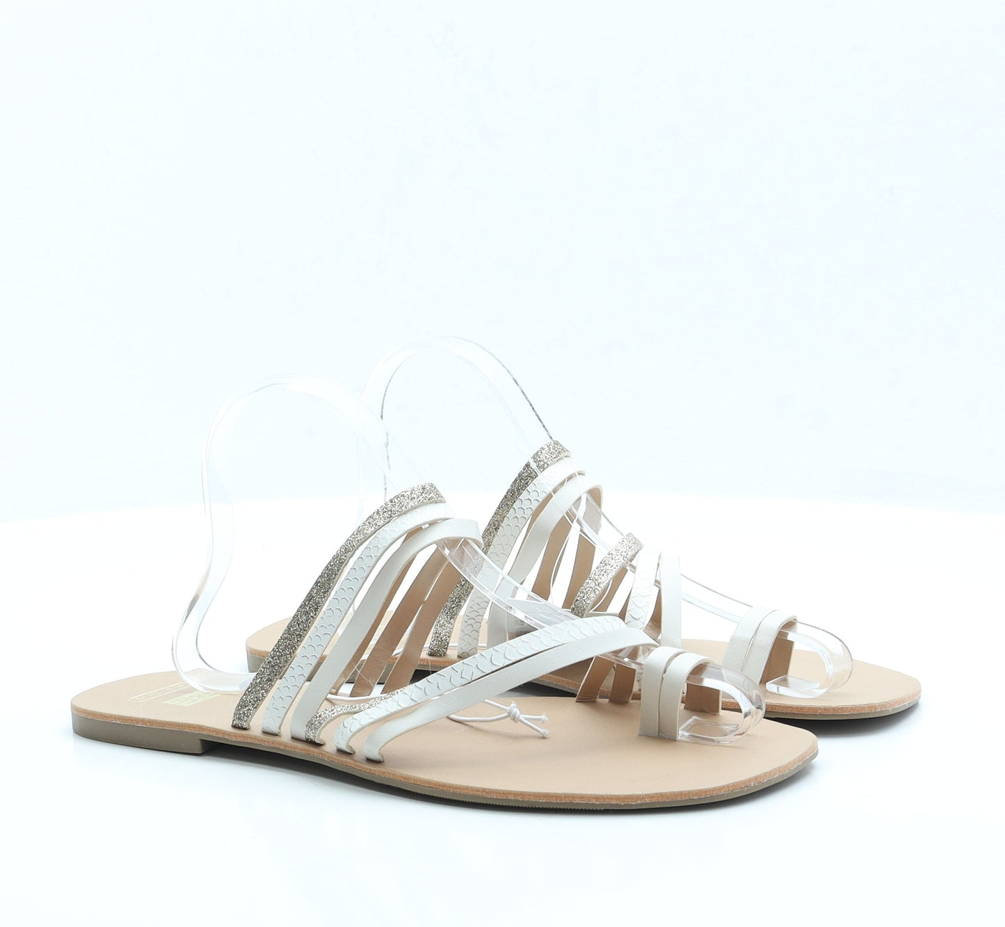 F&F Womens Beige Polyester Slip On Sandal UK 8 EUR 42