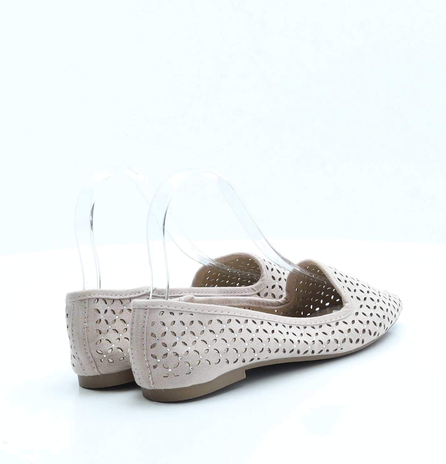 Primark Womens Pink Geometric Polyester Ballet Flat UK 3 EUR 36 US 5 - Wide Fit