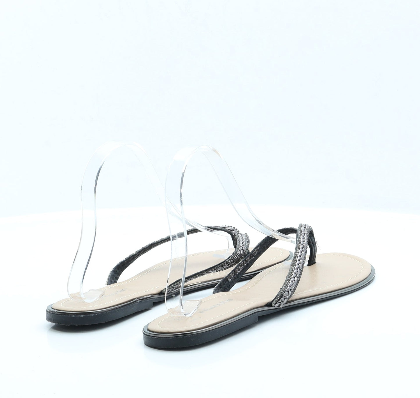 Primark Womens Black Polyester Thong Sandal UK 8 EUR 41 US 10