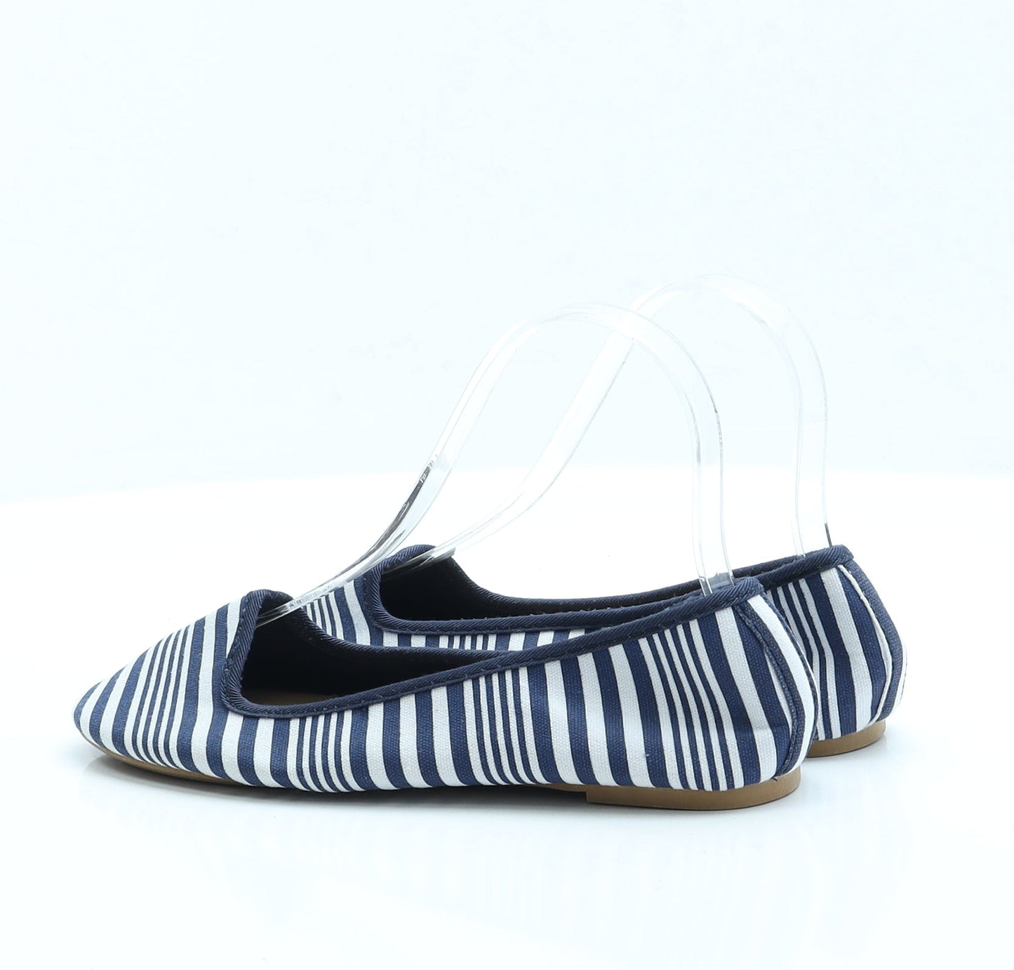 Atmosphere Womens Blue Striped Fabric Ballet Flat UK 3 EUR 36