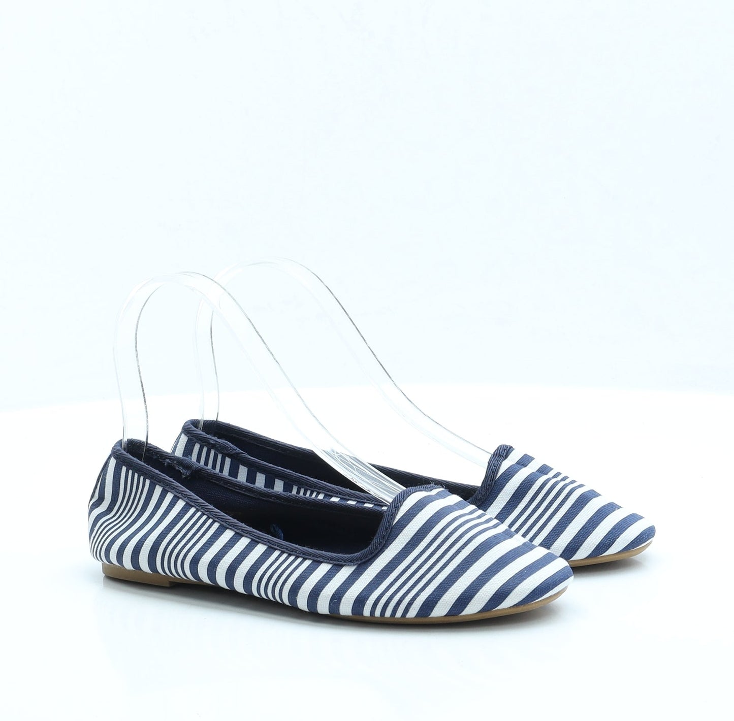 Atmosphere Womens Blue Striped Fabric Ballet Flat UK 3 EUR 36