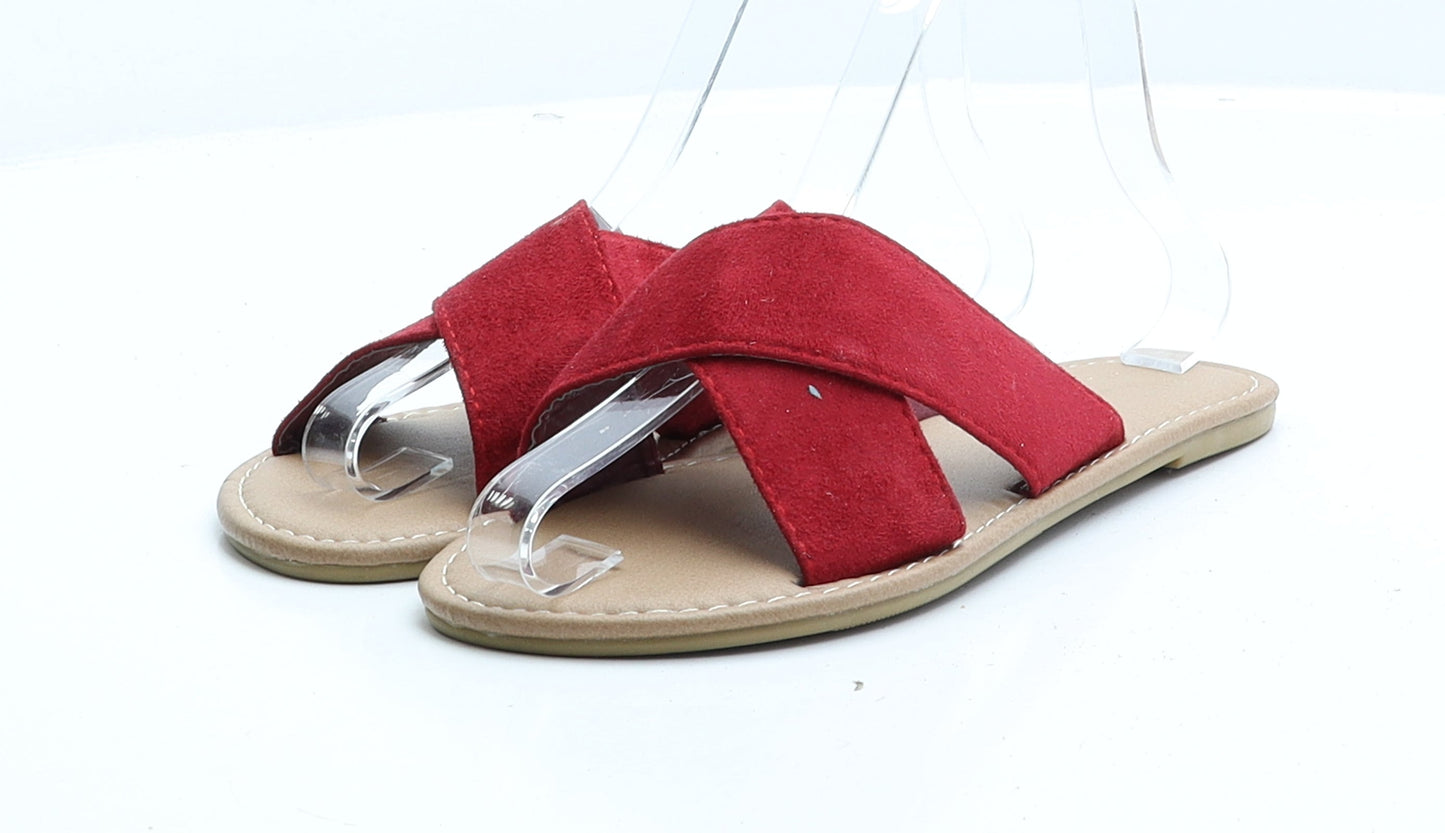 Atmosphere Womens Red Faux Suede Slip On Sandal UK 3 EUR 36