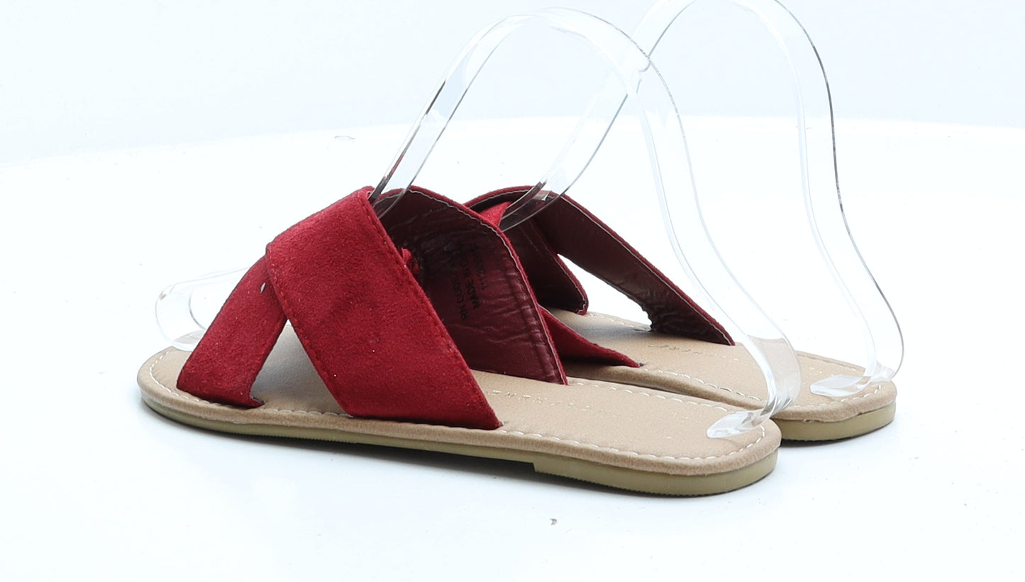 Atmosphere Womens Red Faux Suede Slip On Sandal UK 3 EUR 36