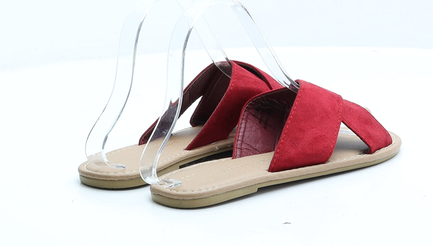 Atmosphere Womens Red Faux Suede Slip On Sandal UK 3 EUR 36