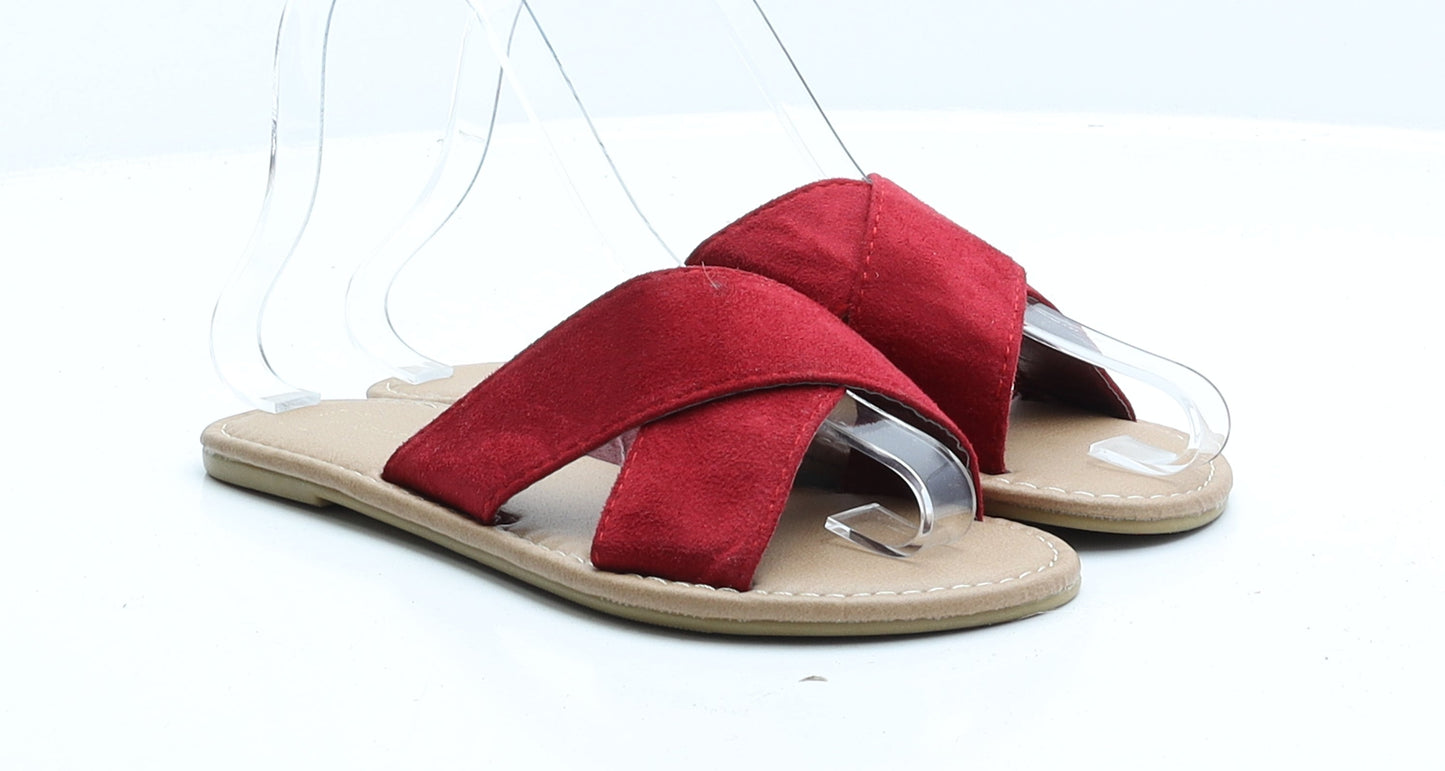 Atmosphere Womens Red Faux Suede Slip On Sandal UK 3 EUR 36