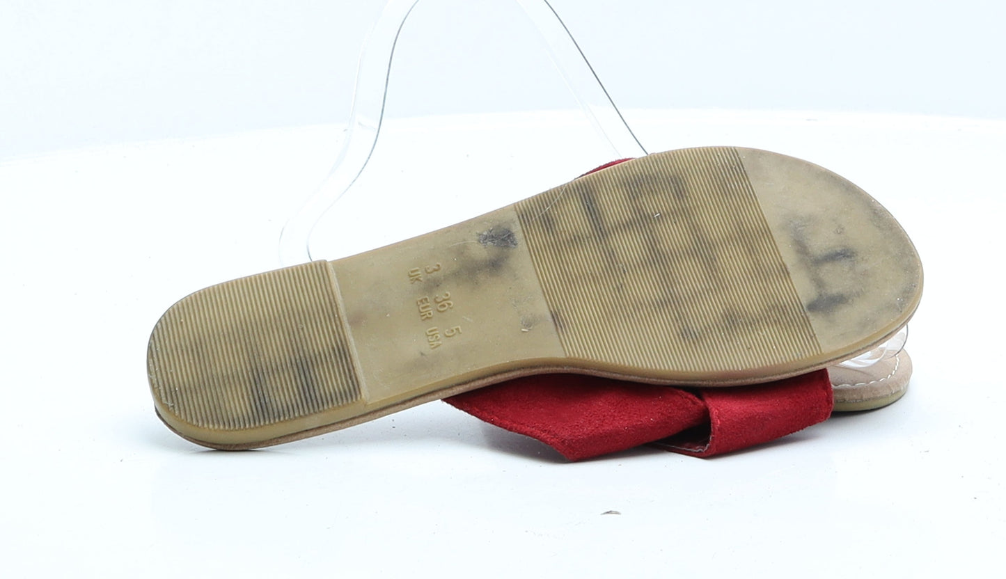 Atmosphere Womens Red Faux Suede Slip On Sandal UK 3 EUR 36