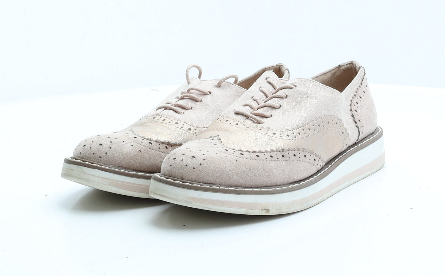 Primark Womens Pink Faux Suede Oxford Flat UK 5 38