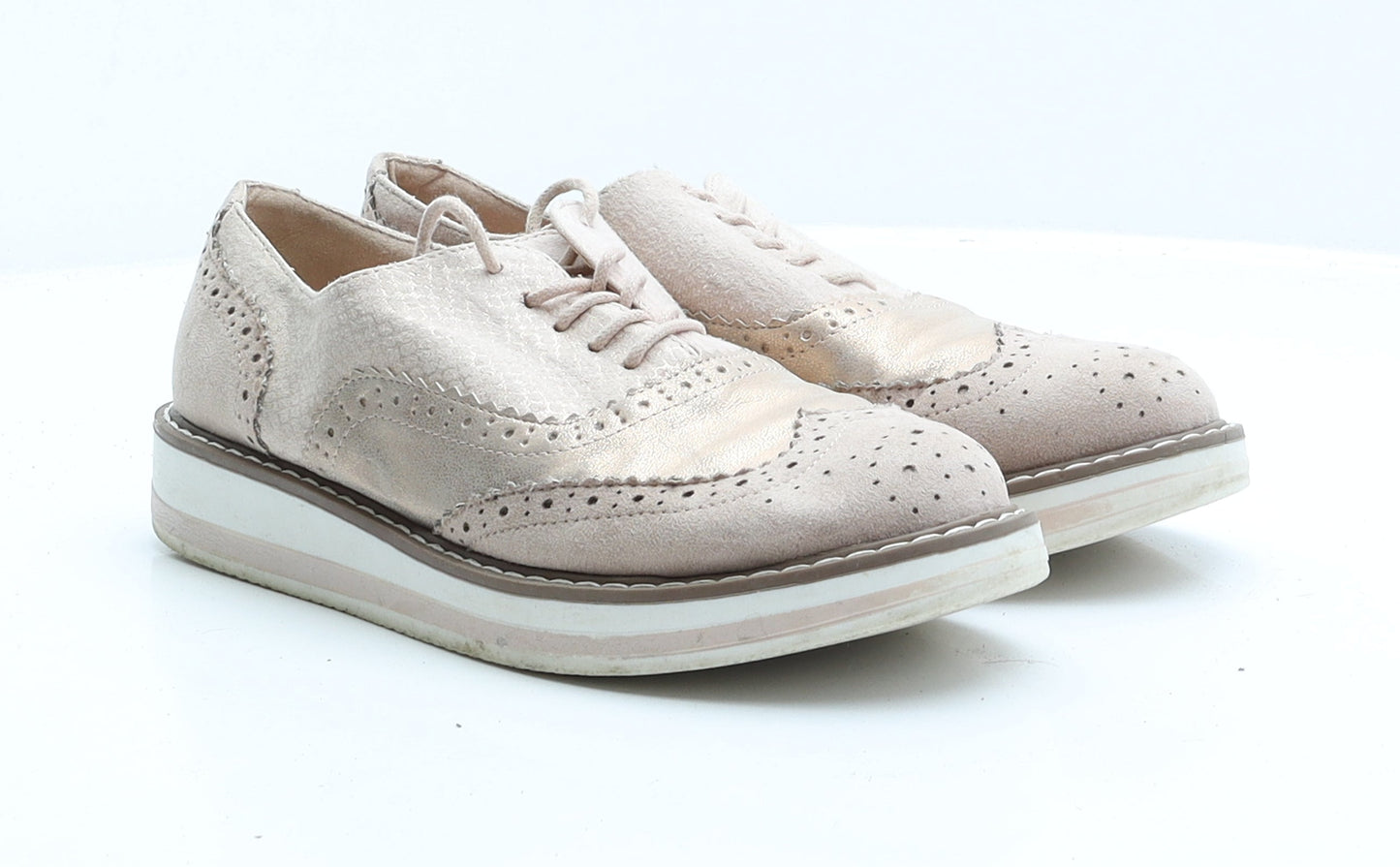Primark Womens Pink Faux Suede Oxford Flat UK 5 38