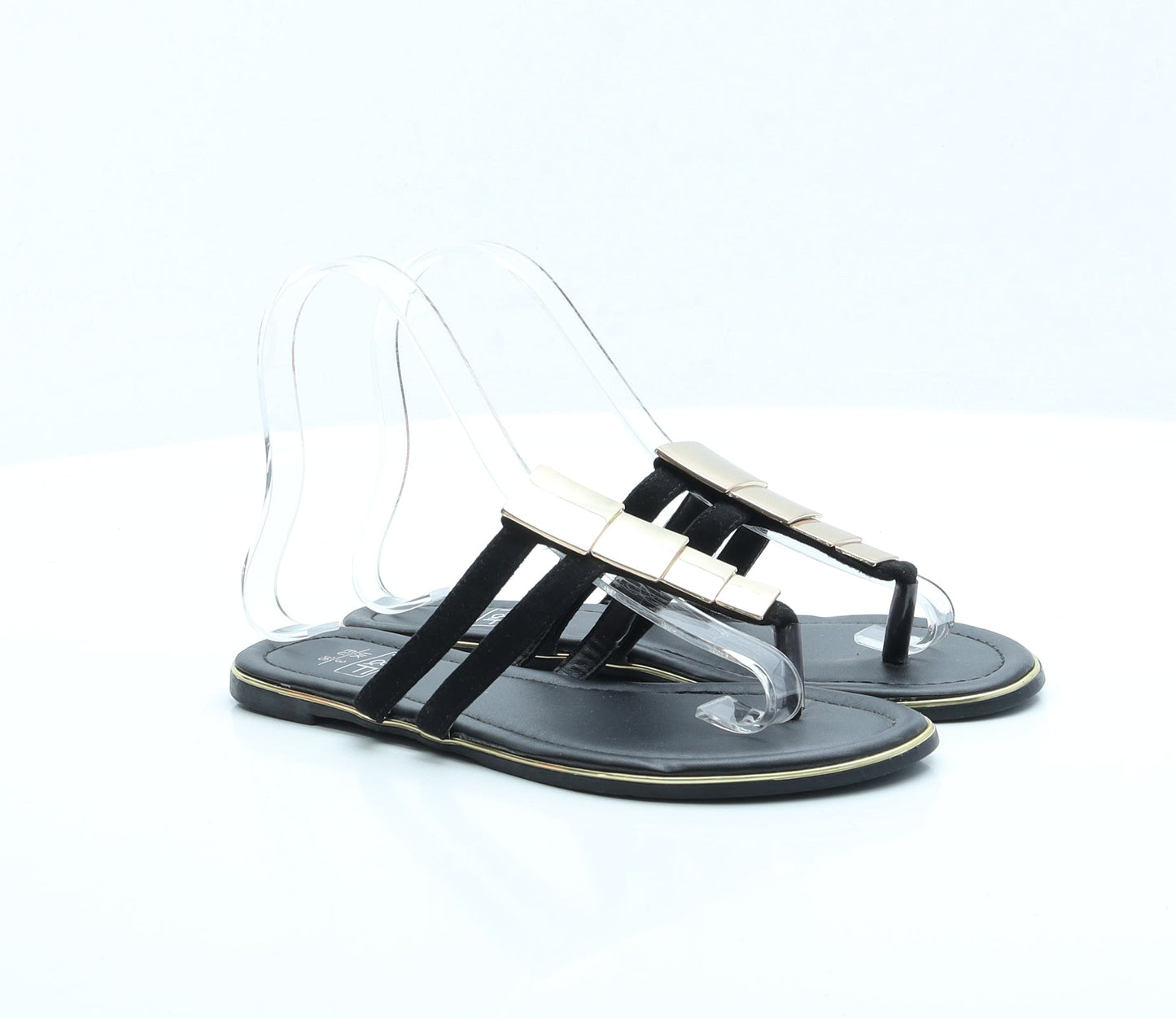 F&F Womens Black Polyester Thong Sandal UK 3 EUR 36