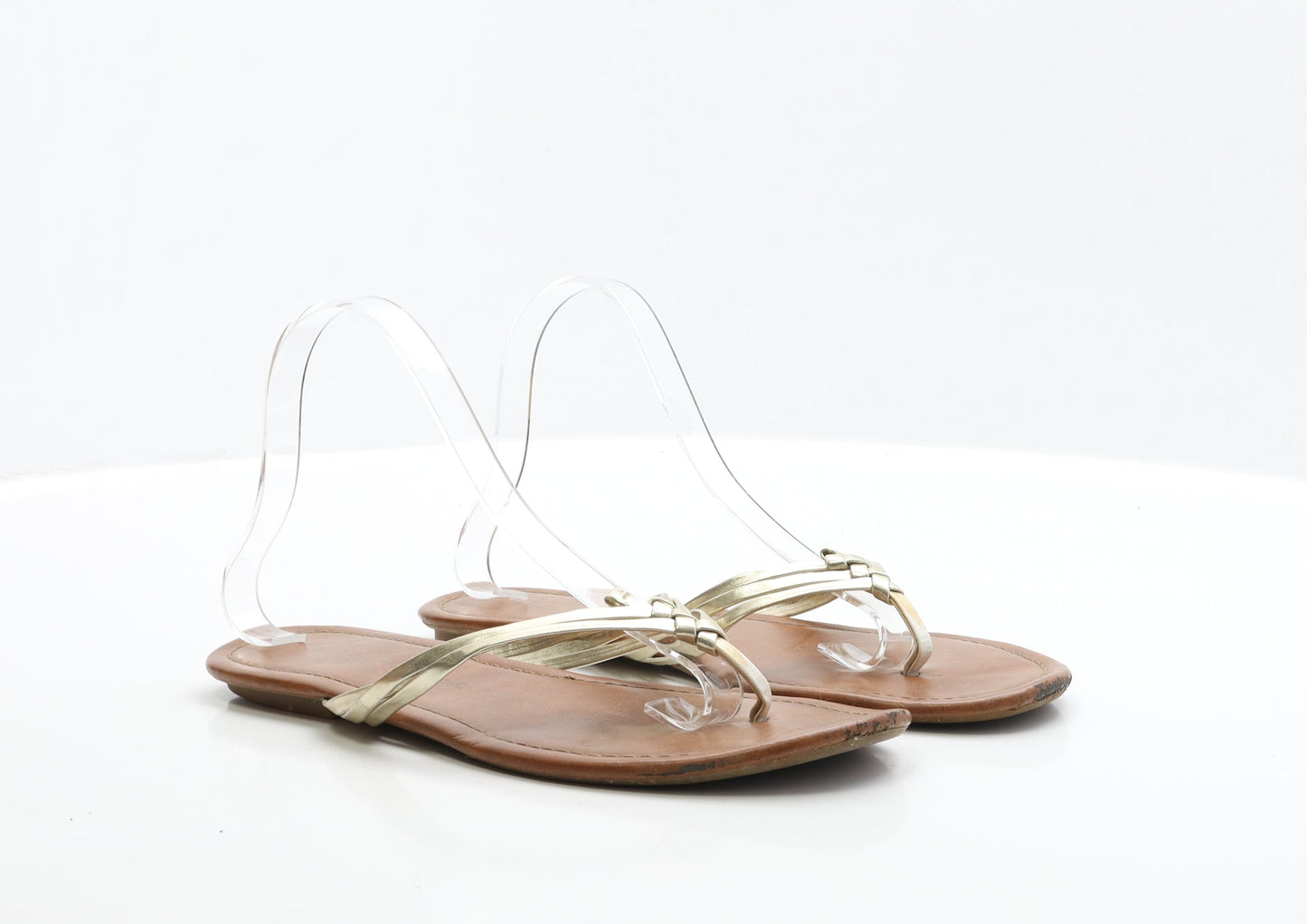 George Womens Gold Polyester Thong Sandal UK 8 EUR 42