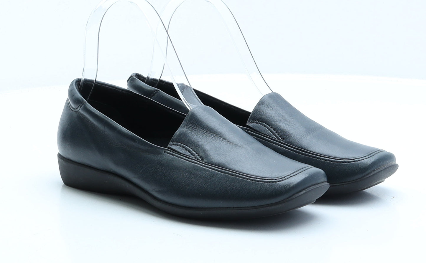 Preworn Womens Blue Faux Leather Slip On Flat UK 3.5