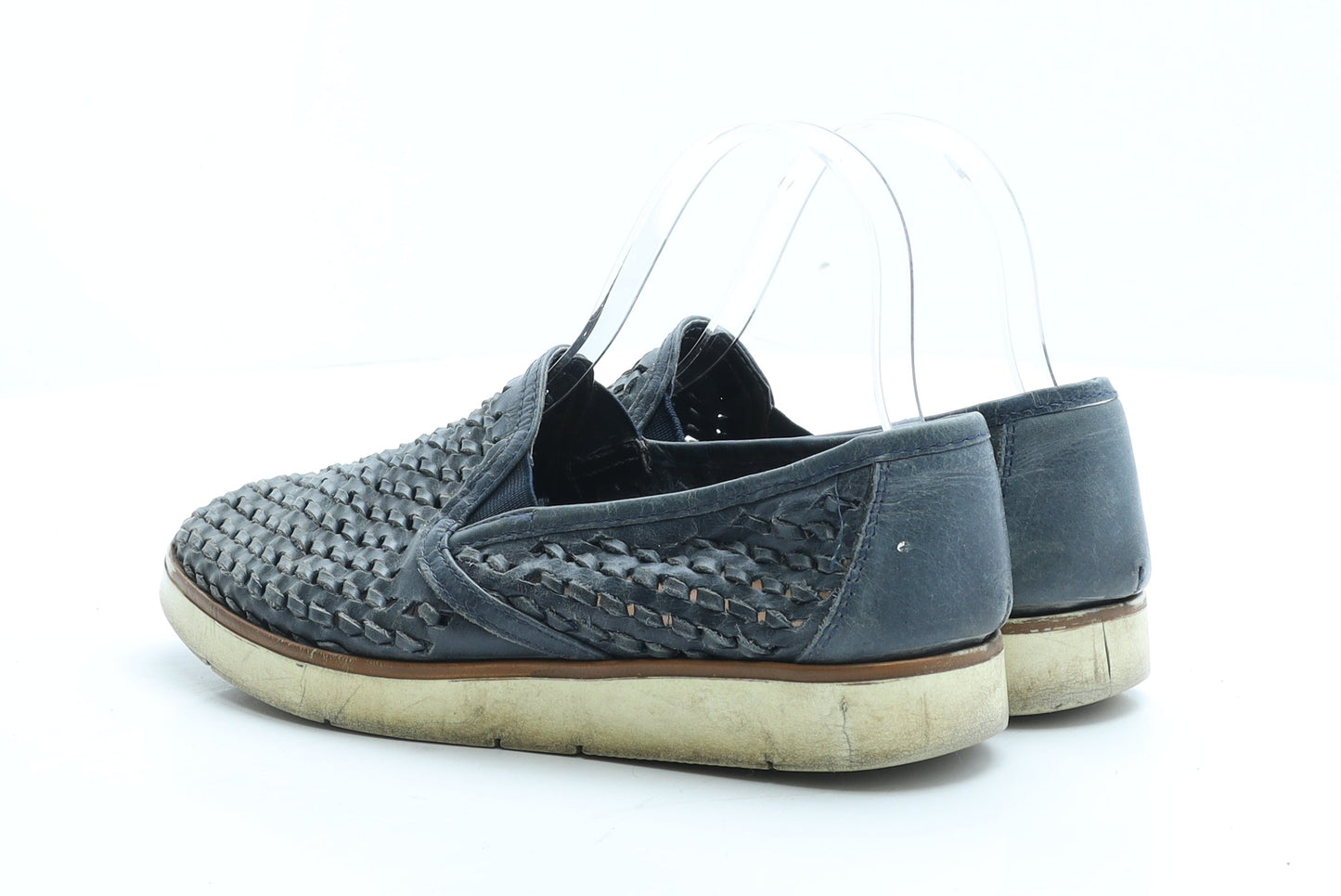 Preworn Womens Blue Geometric Polyester Loafer Flat UK 4 EUR 37