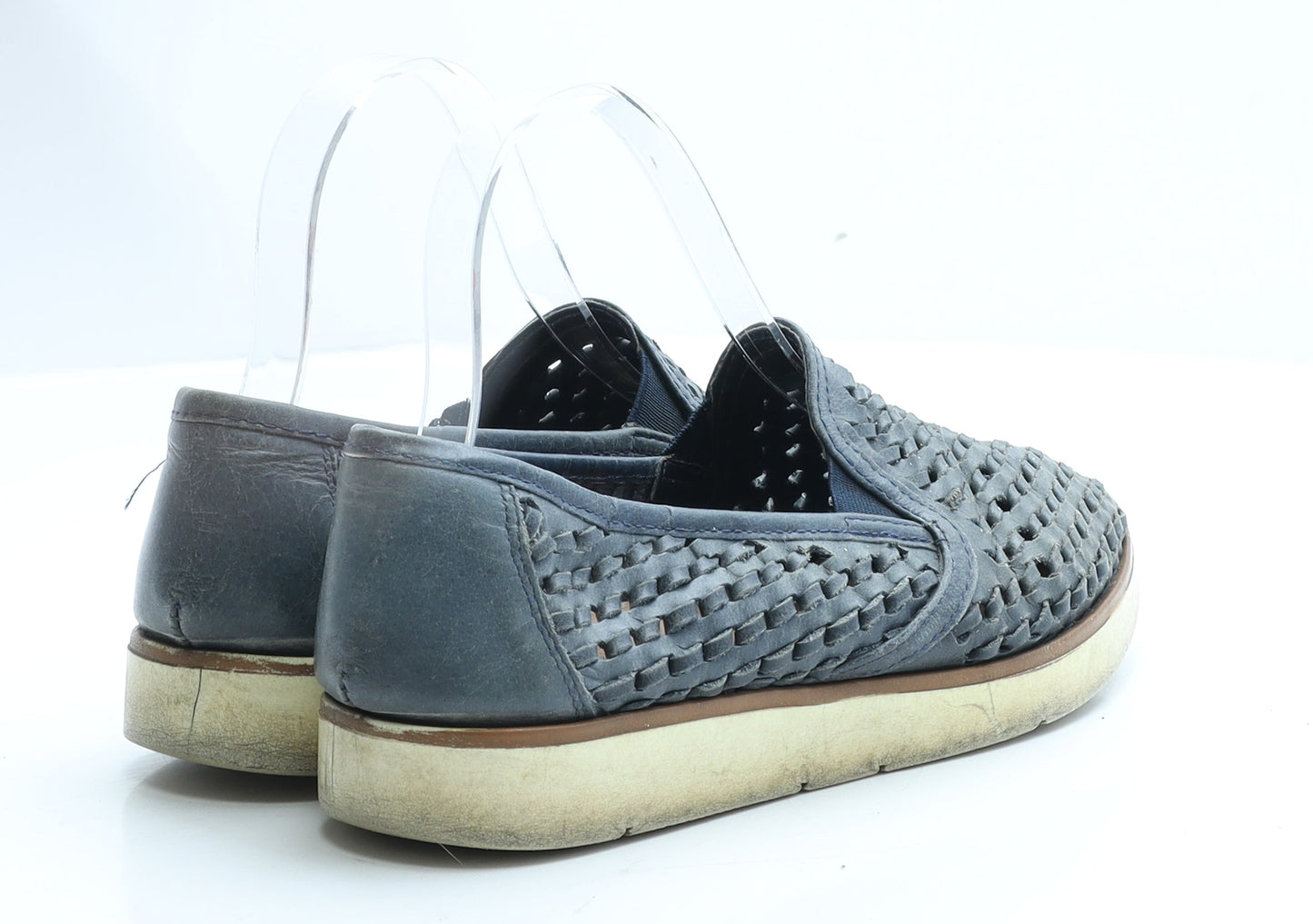 Preworn Womens Blue Geometric Polyester Loafer Flat UK 4 EUR 37