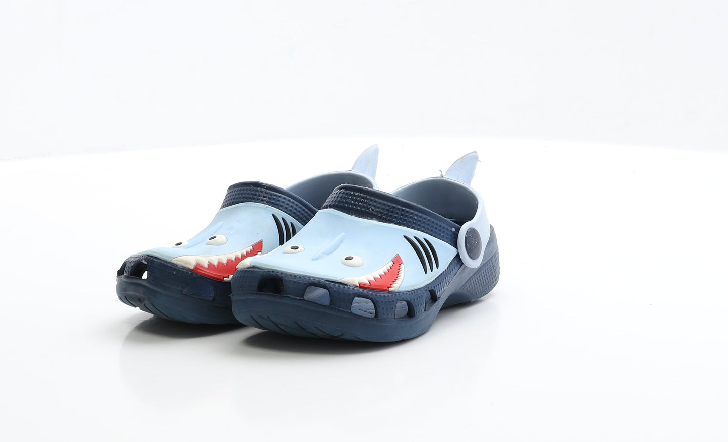 Preworn Boys Blue Rubber Clog Sandal UK 7 EUR 25 - Shark Detail