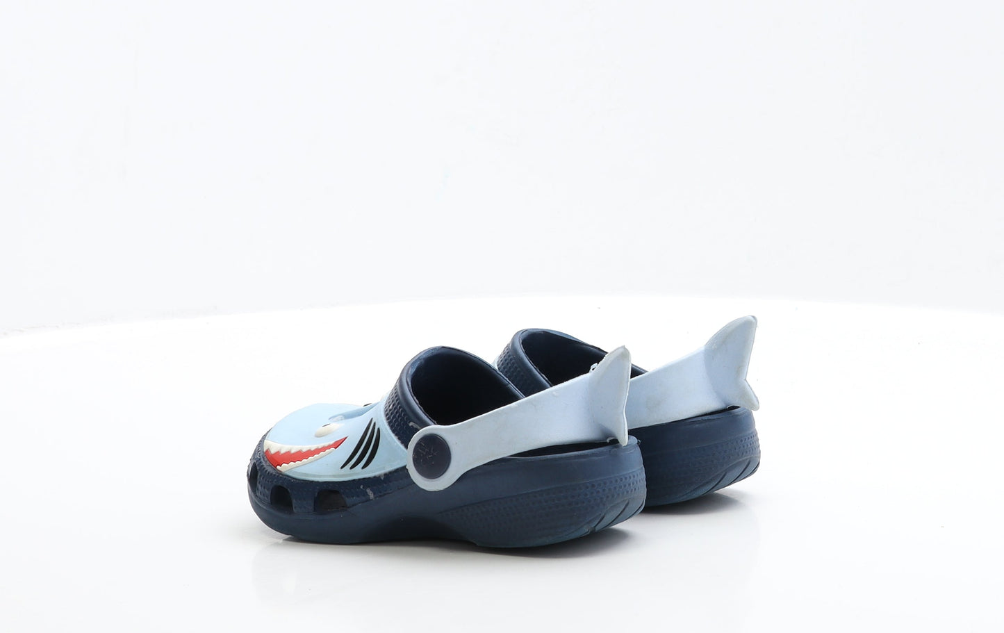 Preworn Boys Blue Rubber Clog Sandal UK 7 EUR 25 - Shark Detail