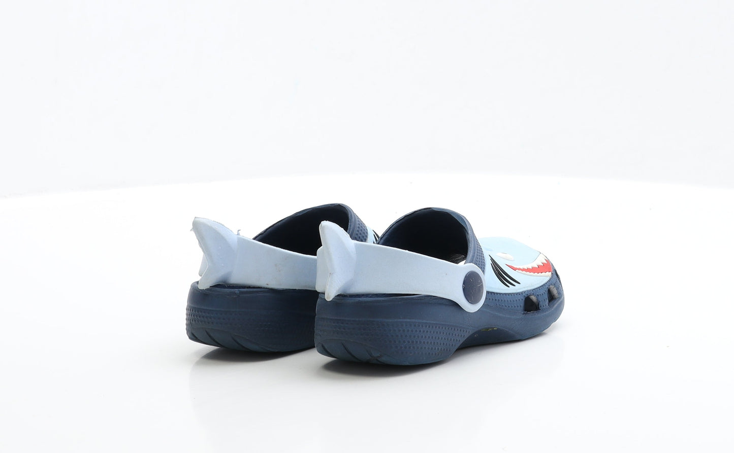 Preworn Boys Blue Rubber Clog Sandal UK 7 EUR 25 - Shark Detail