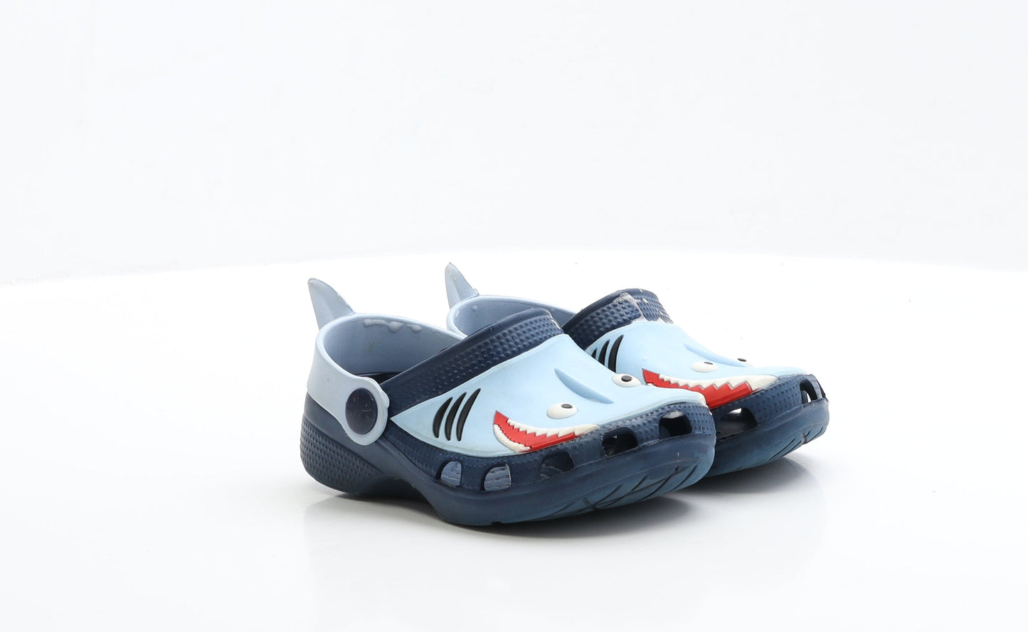 Preworn Boys Blue Rubber Clog Sandal UK 7 EUR 25 - Shark Detail
