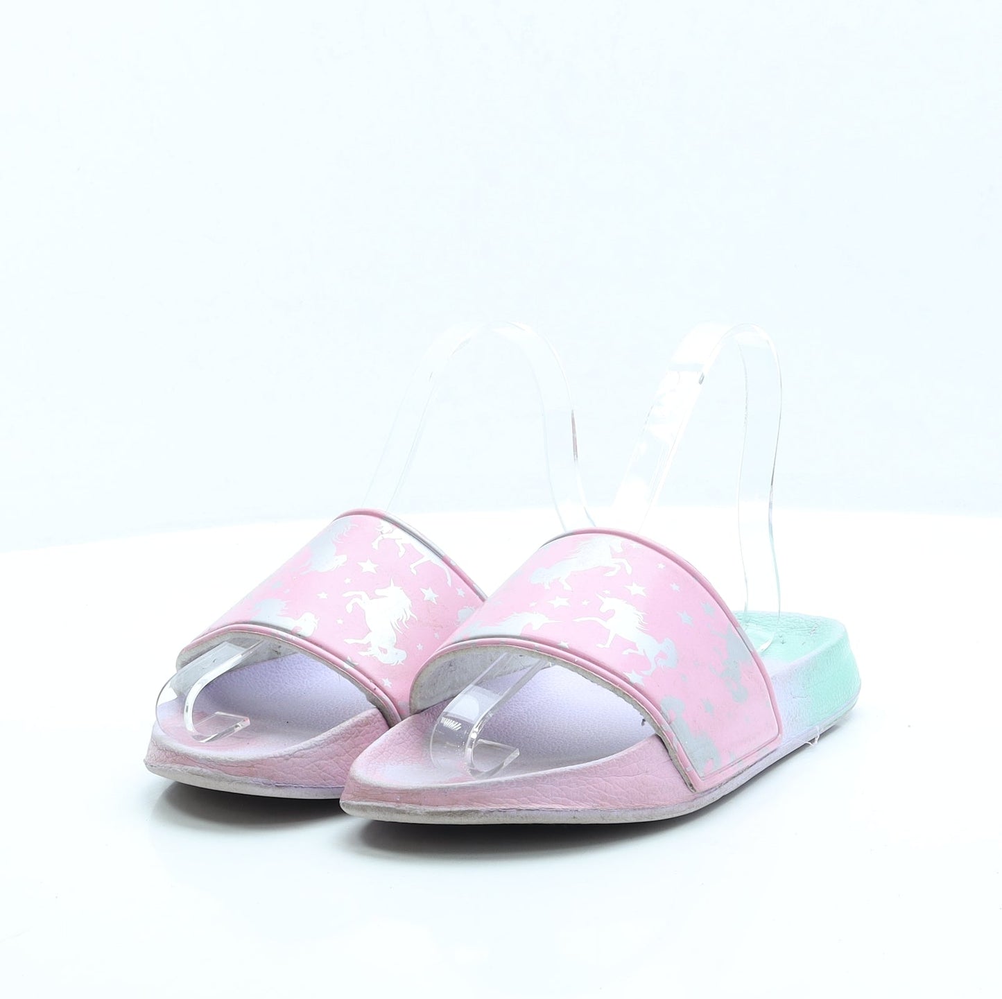 Preworn Girls Multicoloured Geometric Polyester Slider Sandal UK 4