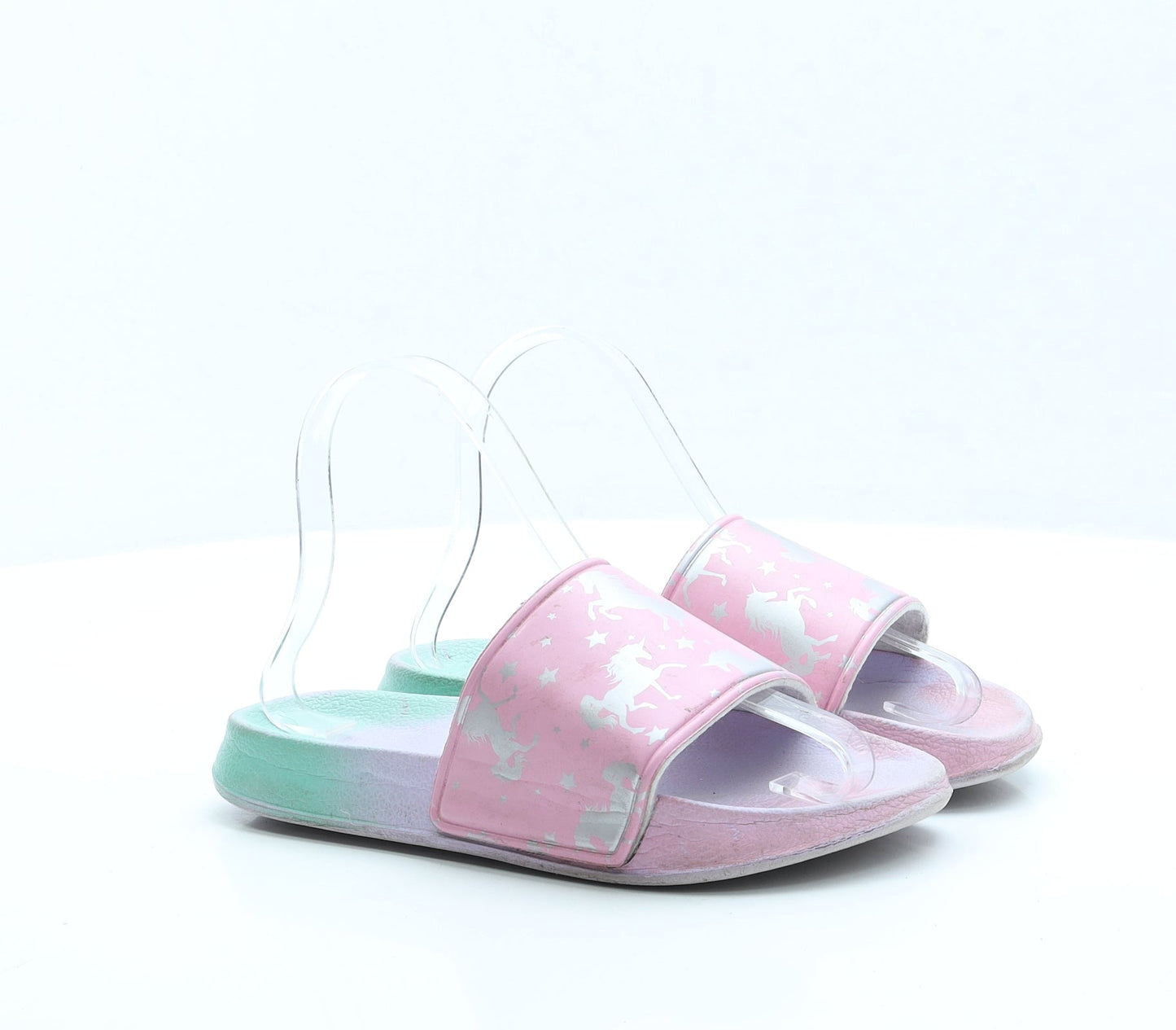 Preworn Girls Multicoloured Geometric Polyester Slider Sandal UK 4