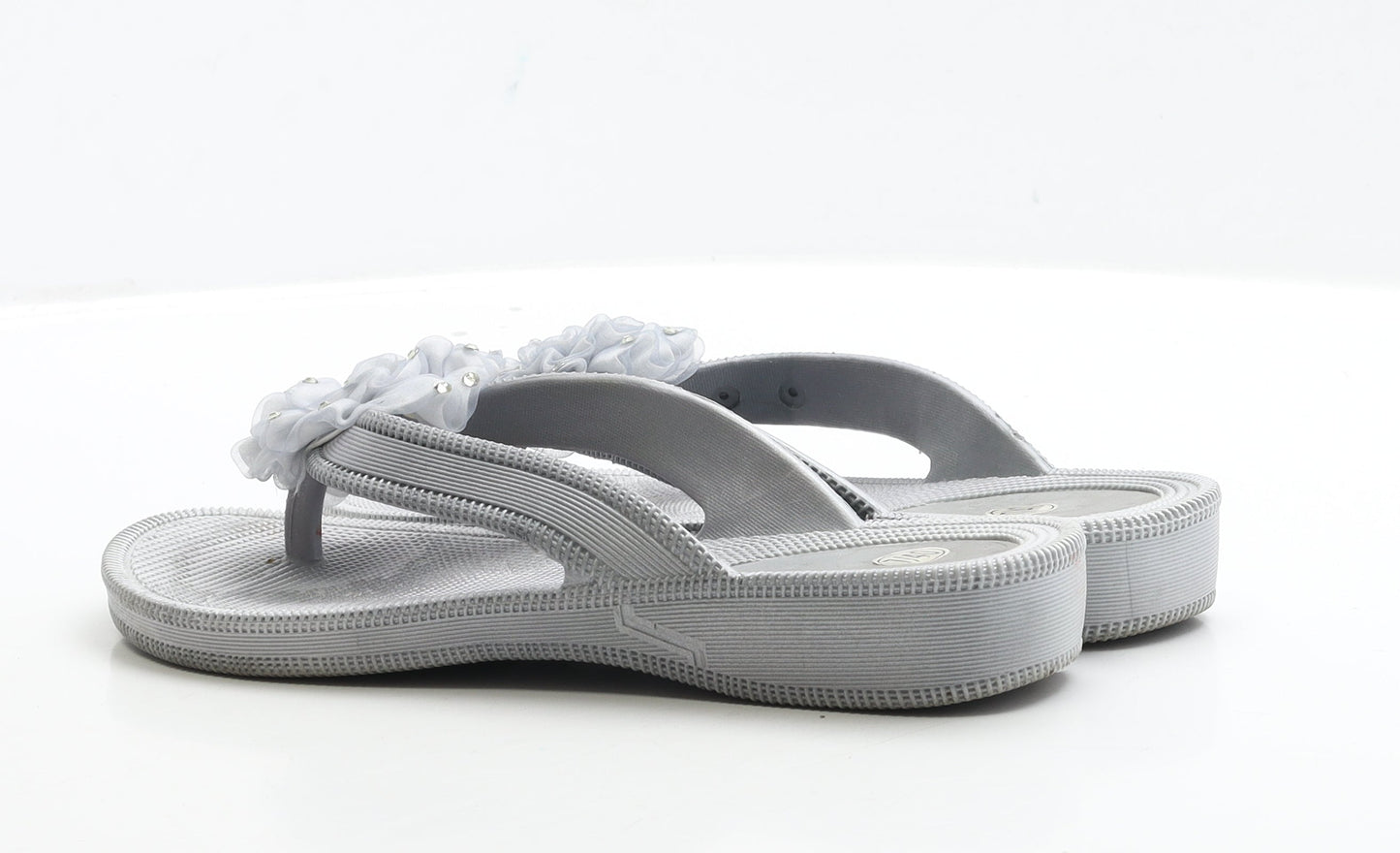 Preworm Womens Silver Rubber Thong Sandal UK 7 EUR 40