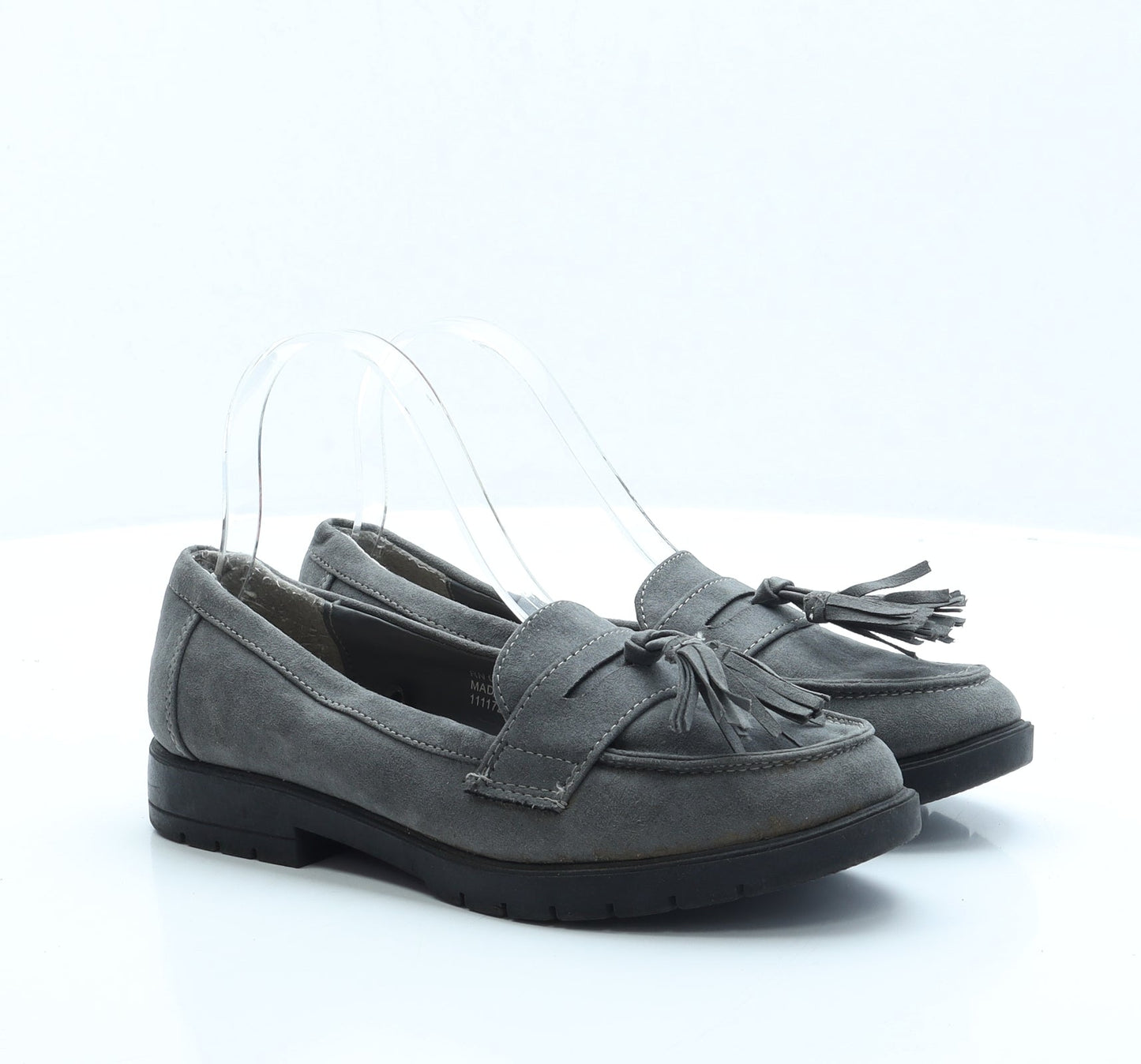 Primark Womens Grey Faux Suede Loafer Flat UK 4 EUR 37 US 6