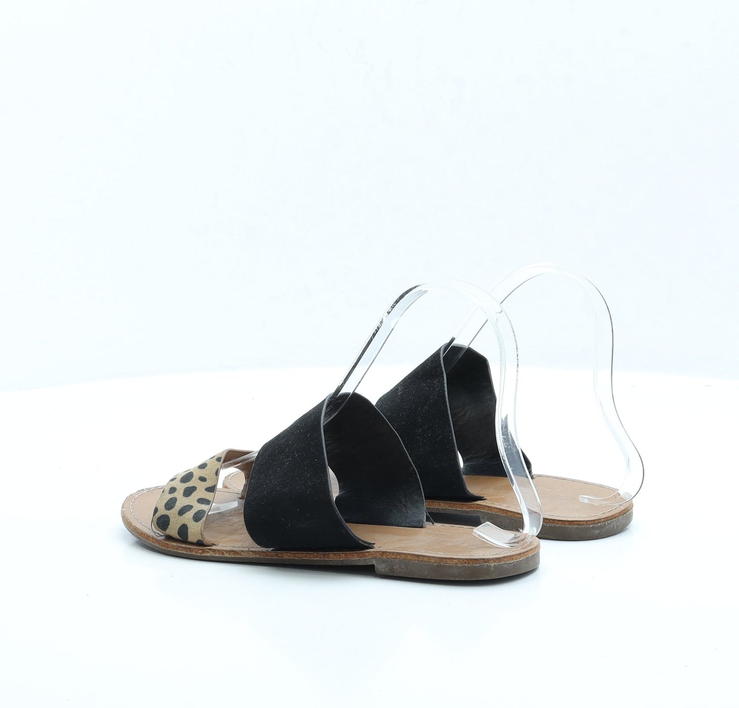 F&F Womens Beige Animal Print Polyester Slip On Sandal UK 4 EUR 37