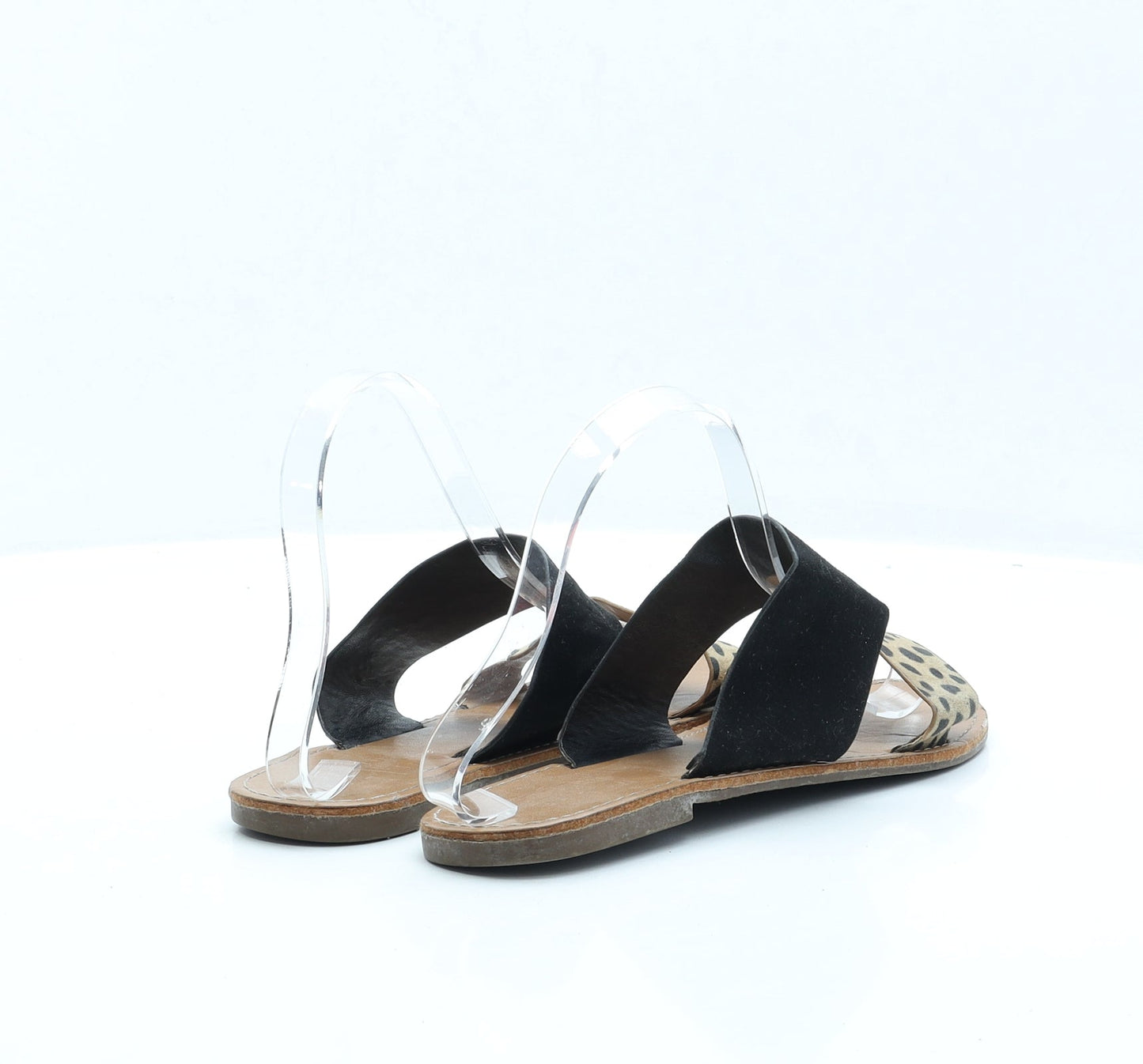 F&F Womens Beige Animal Print Polyester Slip On Sandal UK 4 EUR 37