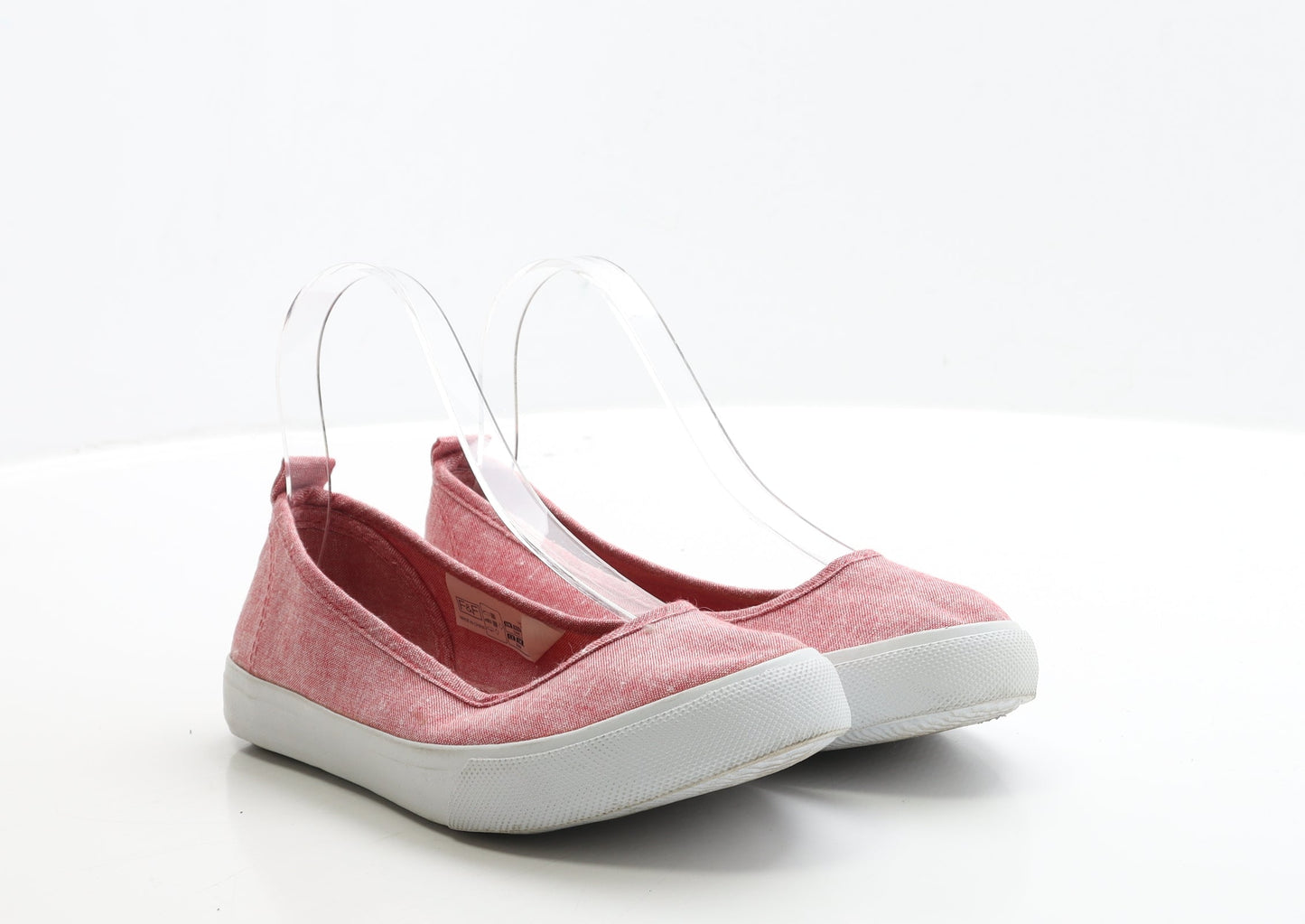F&F Womens Red Fabric Flat UK 3 EUR 36
