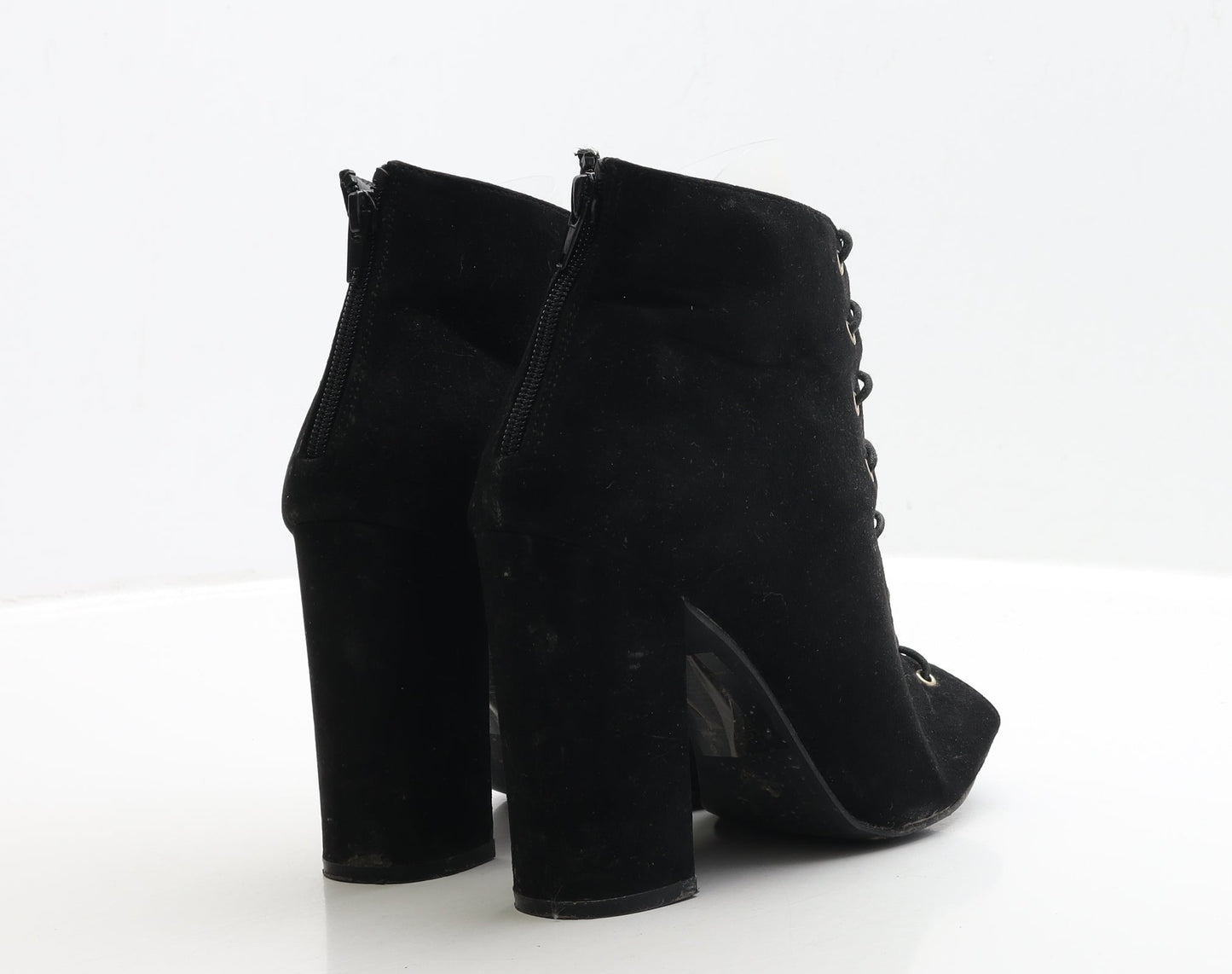 Atmosphere Womens Black Faux Suede Bootie Boot UK 6 EUR 39 - Lace up