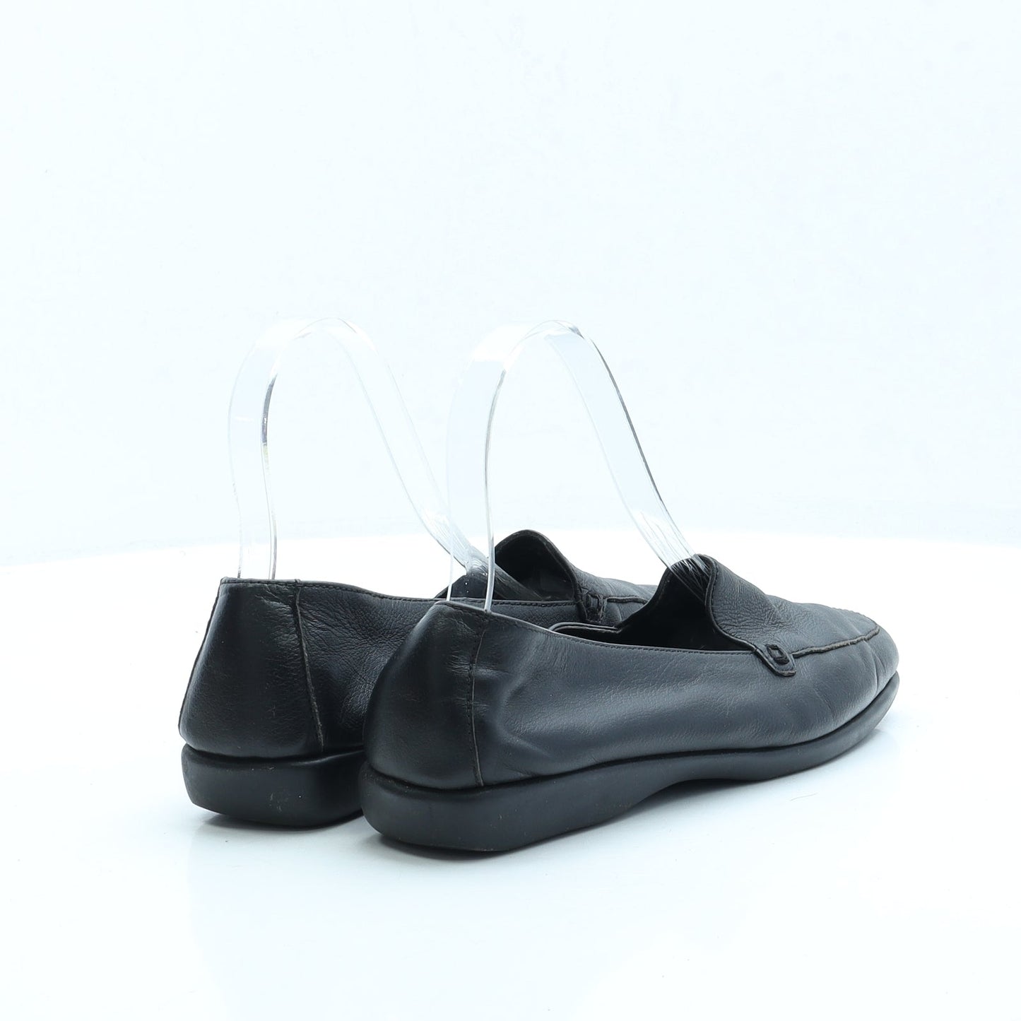 Preworn Womens Black Faux Leather Loafer Flat UK 5