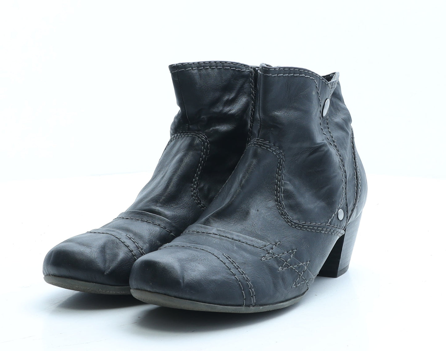 Preworn Womens Black Faux Leather Bootie Boot UK 5 EUR 38