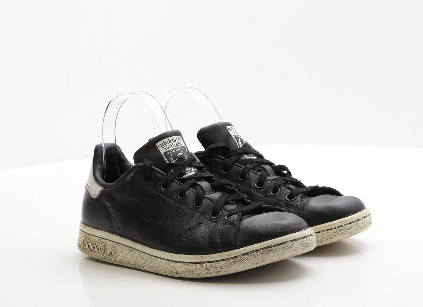 adidas Boys Black Polyester Trainer UK 4 EUR 36.5 - Stan Smith
