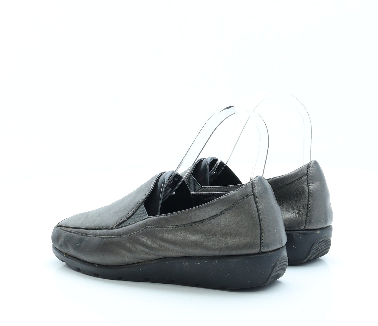 Preworn Womens Silver Faux Leather Loafer Flat UK 3 EUR 36