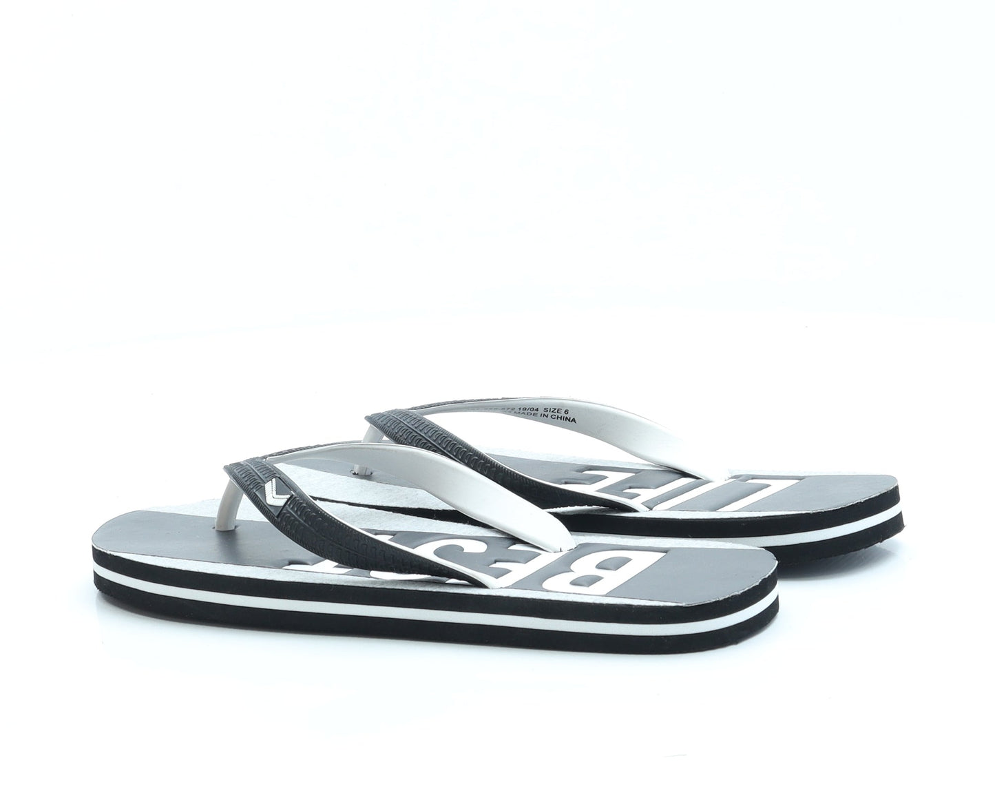 Preworn Womens Black Rubber Thong Sandal UK 6 - Best Life