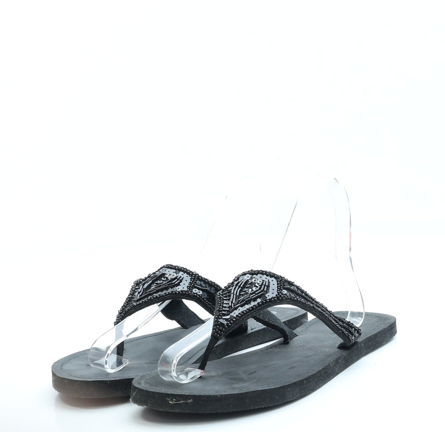 Preworn Womens Black Polyester Thong Sandal UK 5 - 5-6