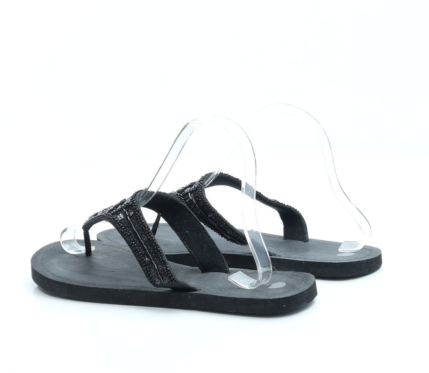 Preworn Womens Black Polyester Thong Sandal UK 5 - 5-6