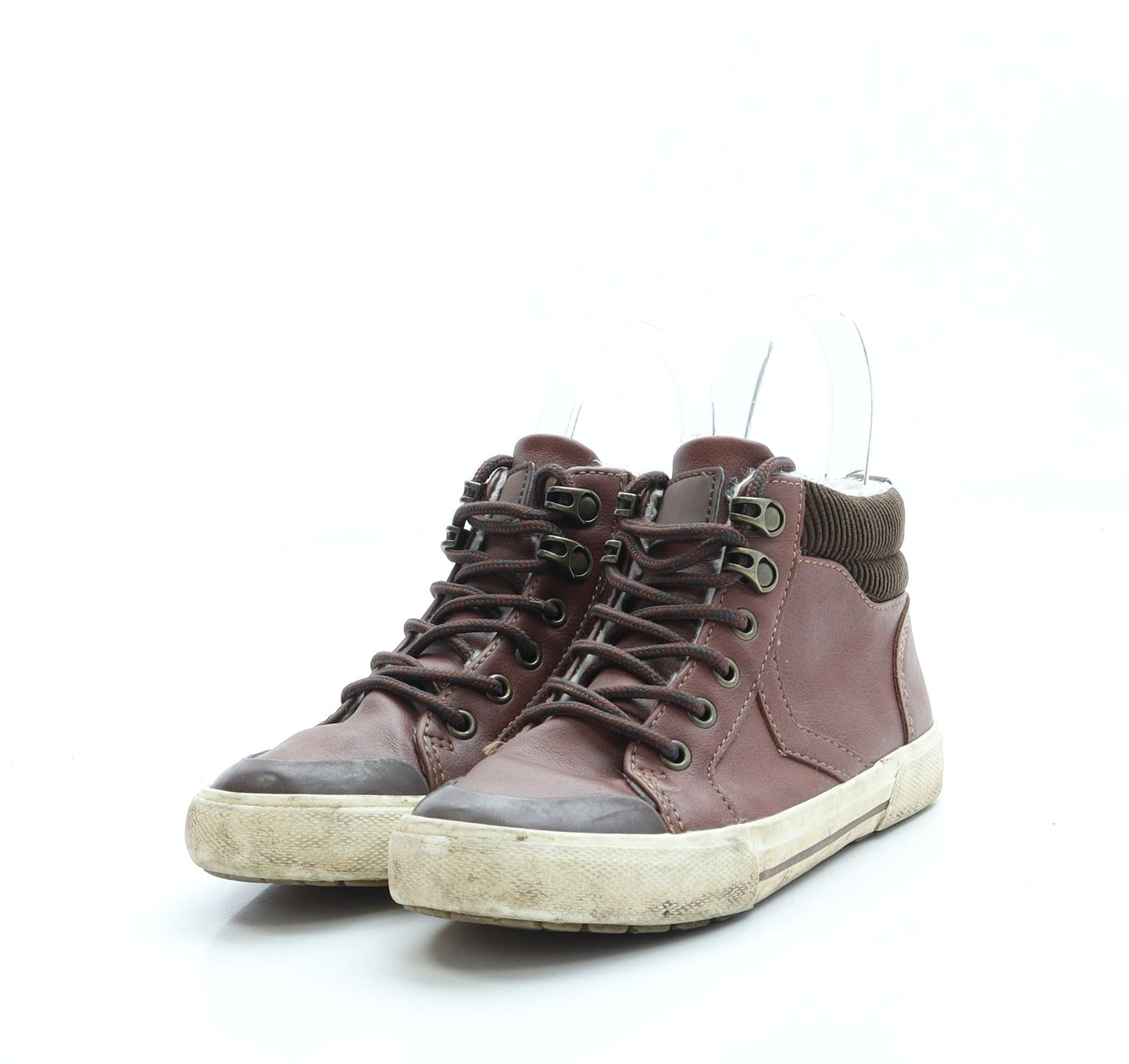 Preworn Boys Brown Leather Trainer UK 12