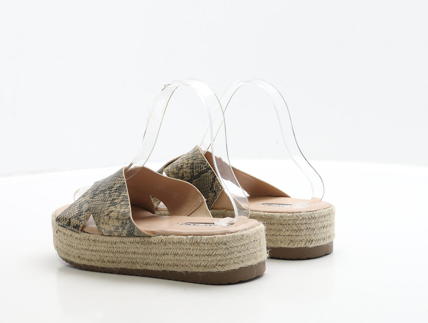 Primark Womens Brown Animal Print Polyester Slip On Sandal UK 4 37
