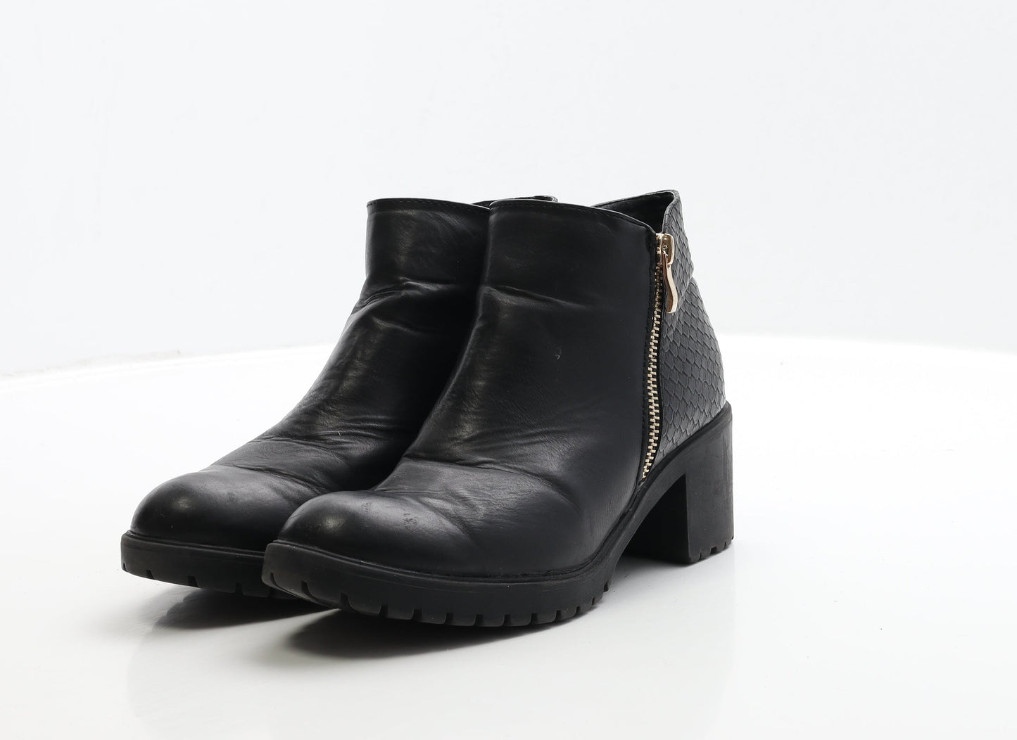 Atmosphere Womens Black Leather Bootie Boot UK 3 36