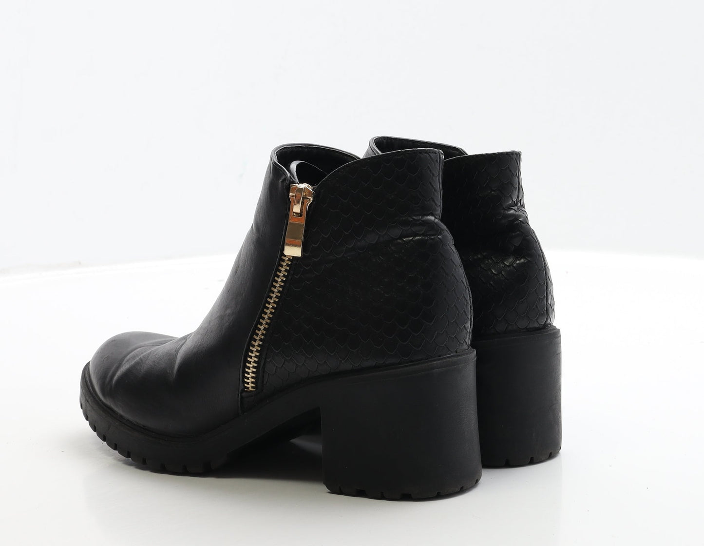 Atmosphere Womens Black Leather Bootie Boot UK 3 36